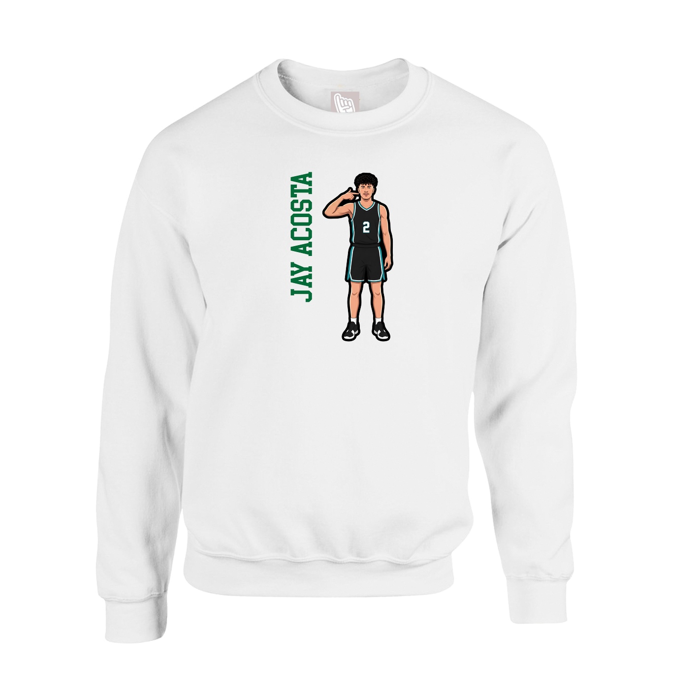 Fleece Crew — Name Vertical in White