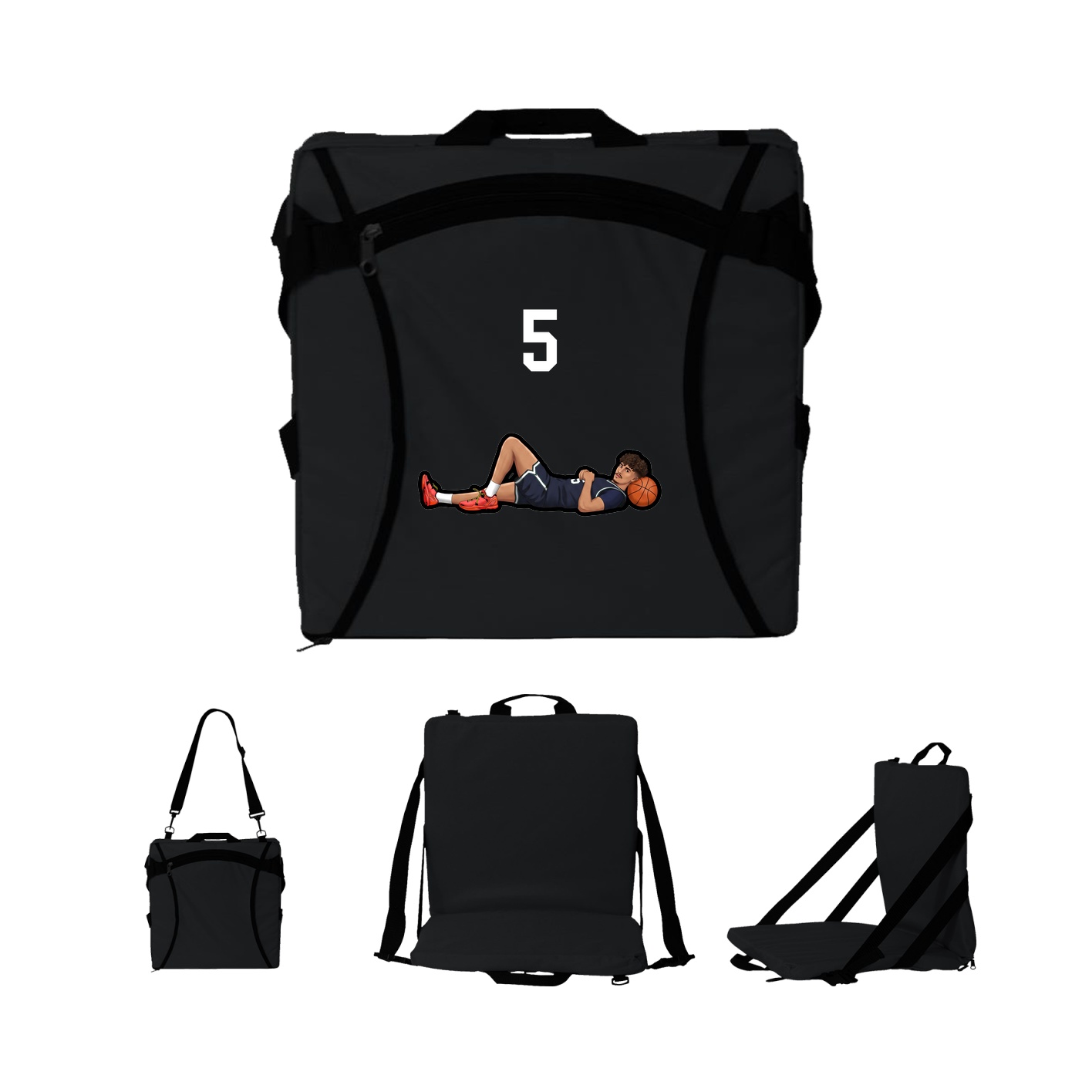 Folding Stadium Seat — Number Top in Black