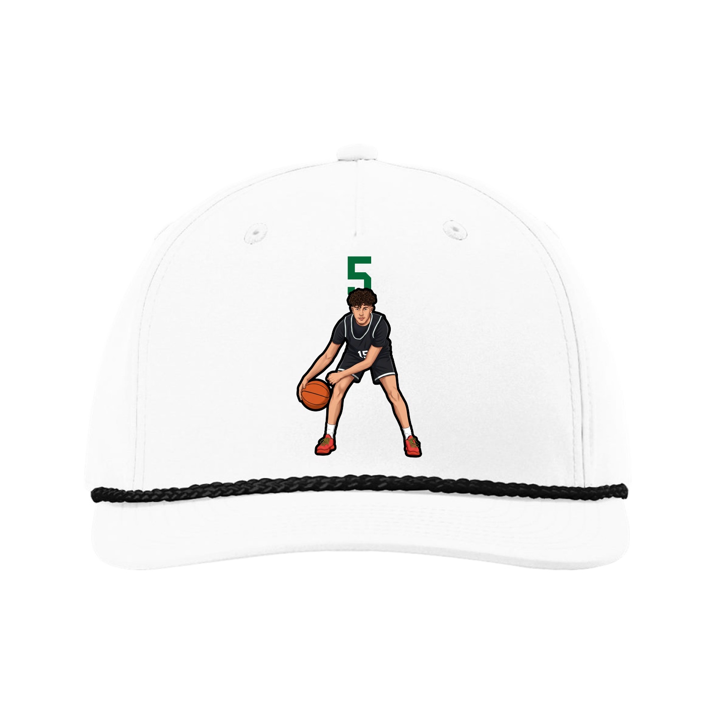 Five-Panel Classic Rope Cap — Number Top in White