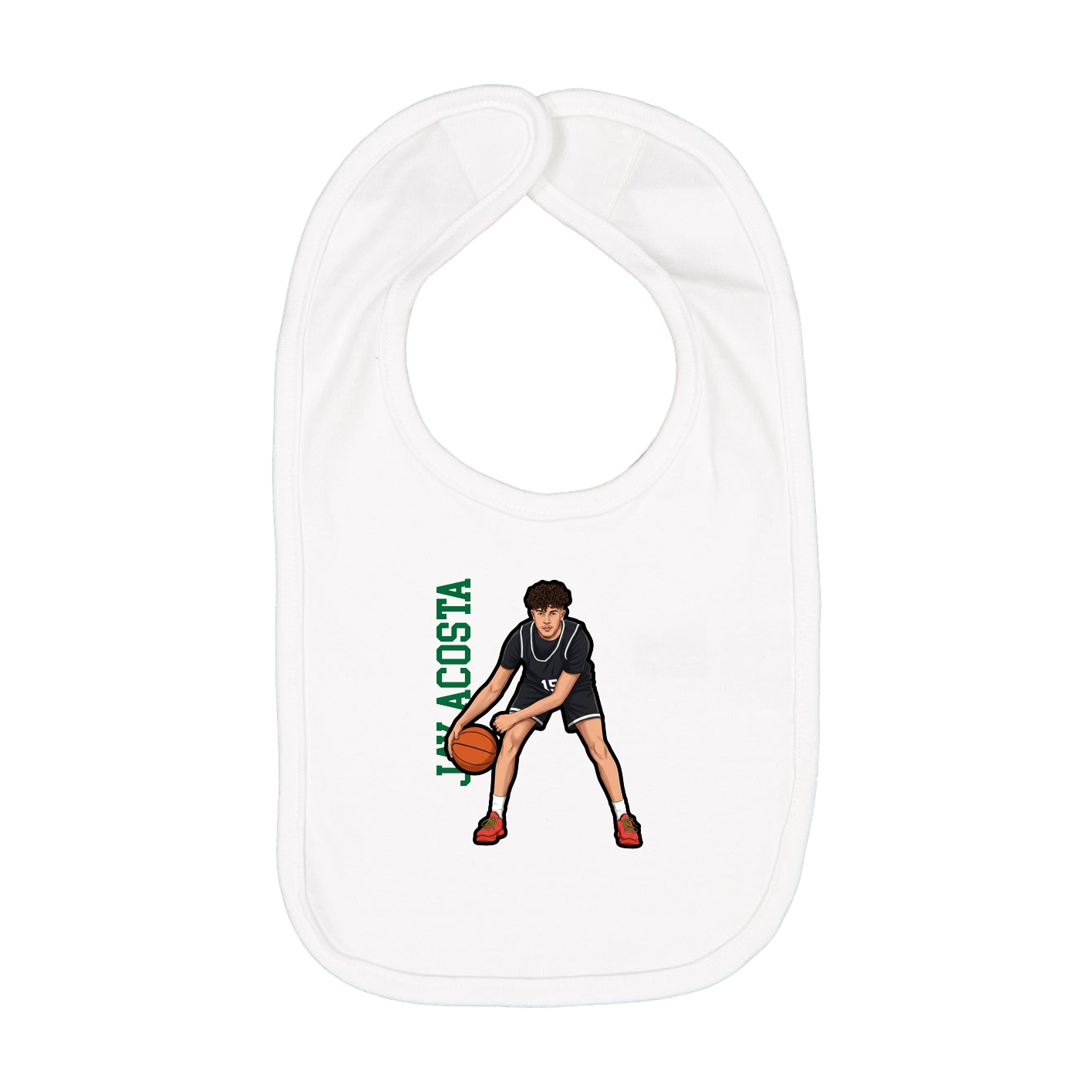 Infant Bib — Name Vertical in White