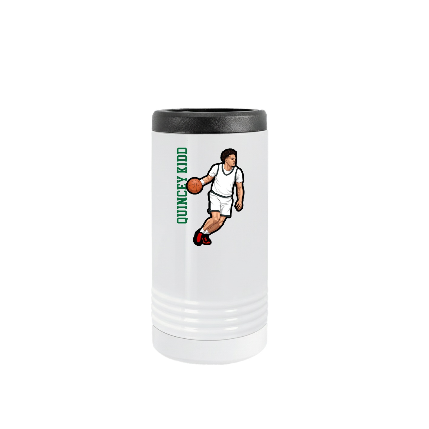 Slim Beverage Holder — Name Vertical in White