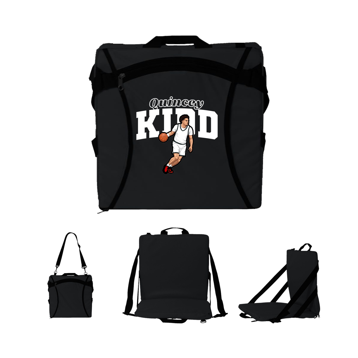 Folding Stadium Seat — Name Arch in Black