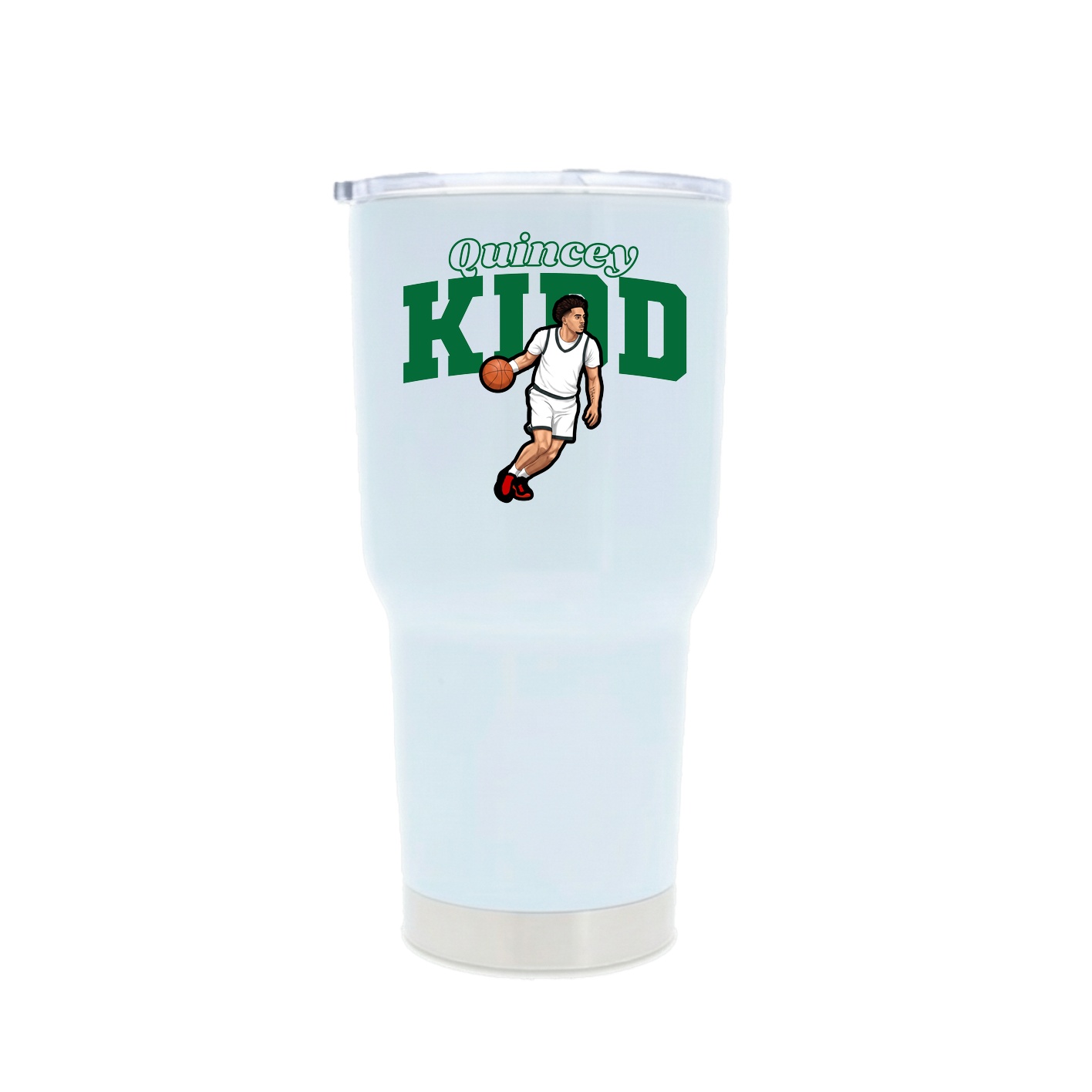 30oz Stainless Steel Tumbler — Name Arch in White