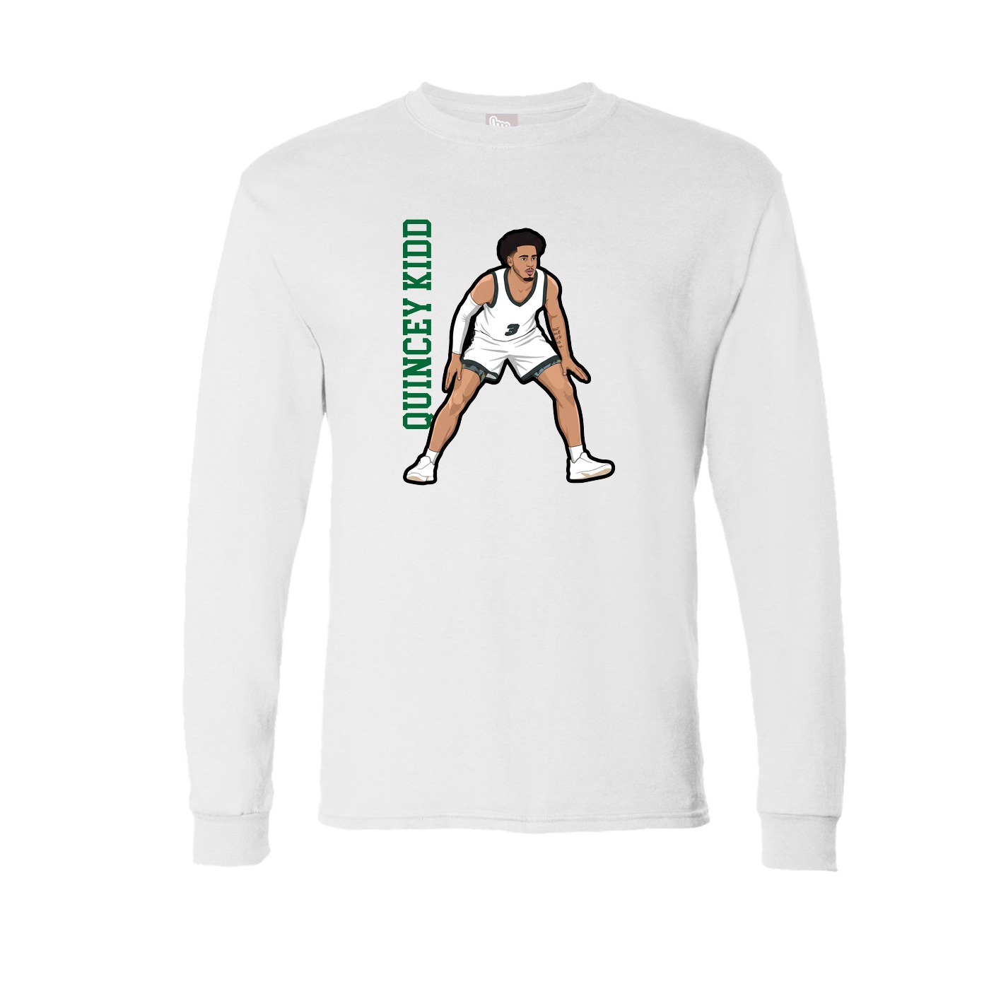 Long Sleeve Tee — Name Vertical in White