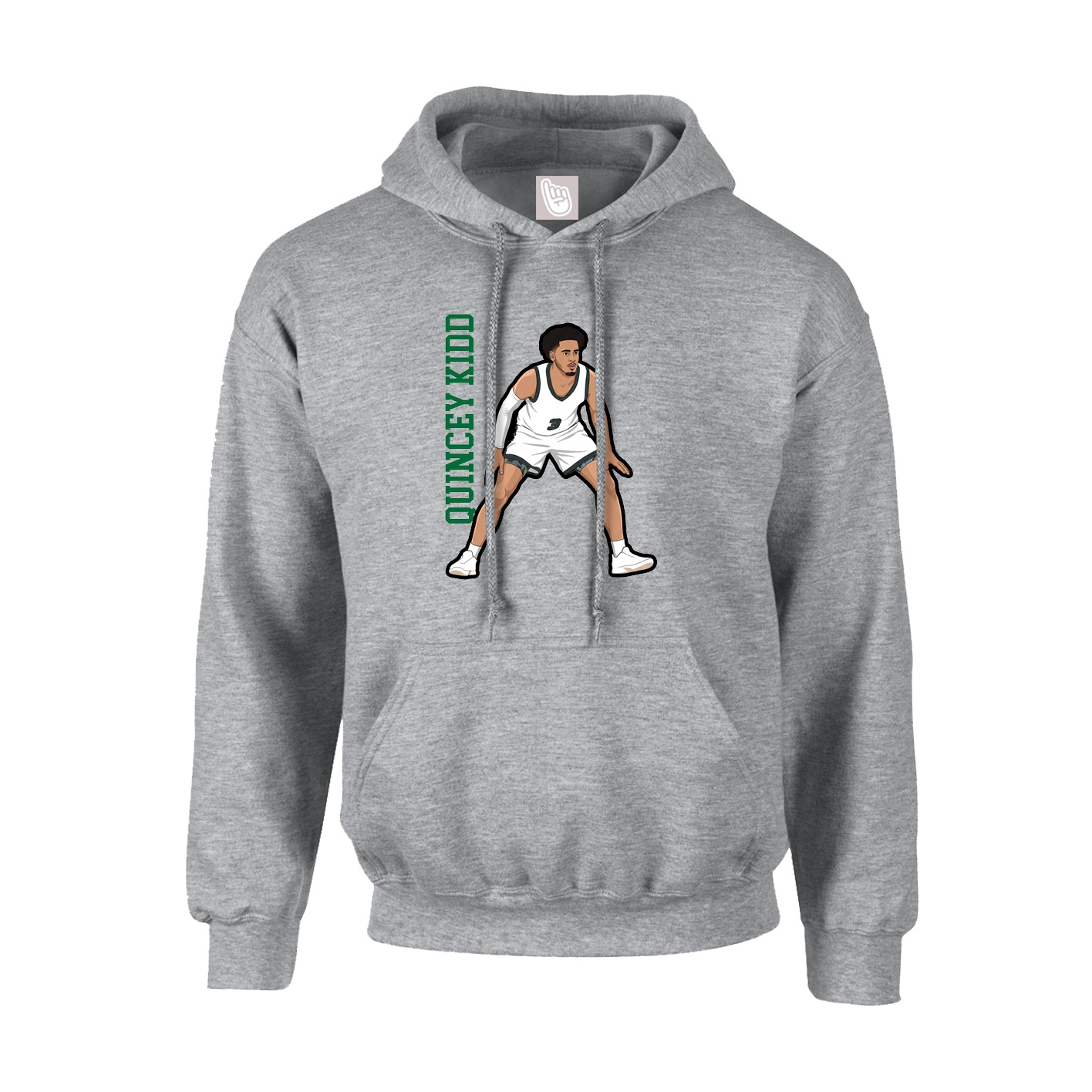 Youth Hoodie — Name Vertical in Grey