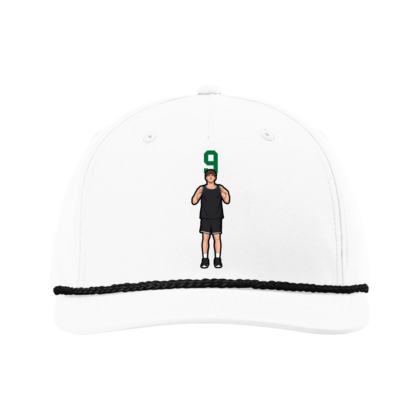 Five-Panel Classic Rope Cap — Number Top in White