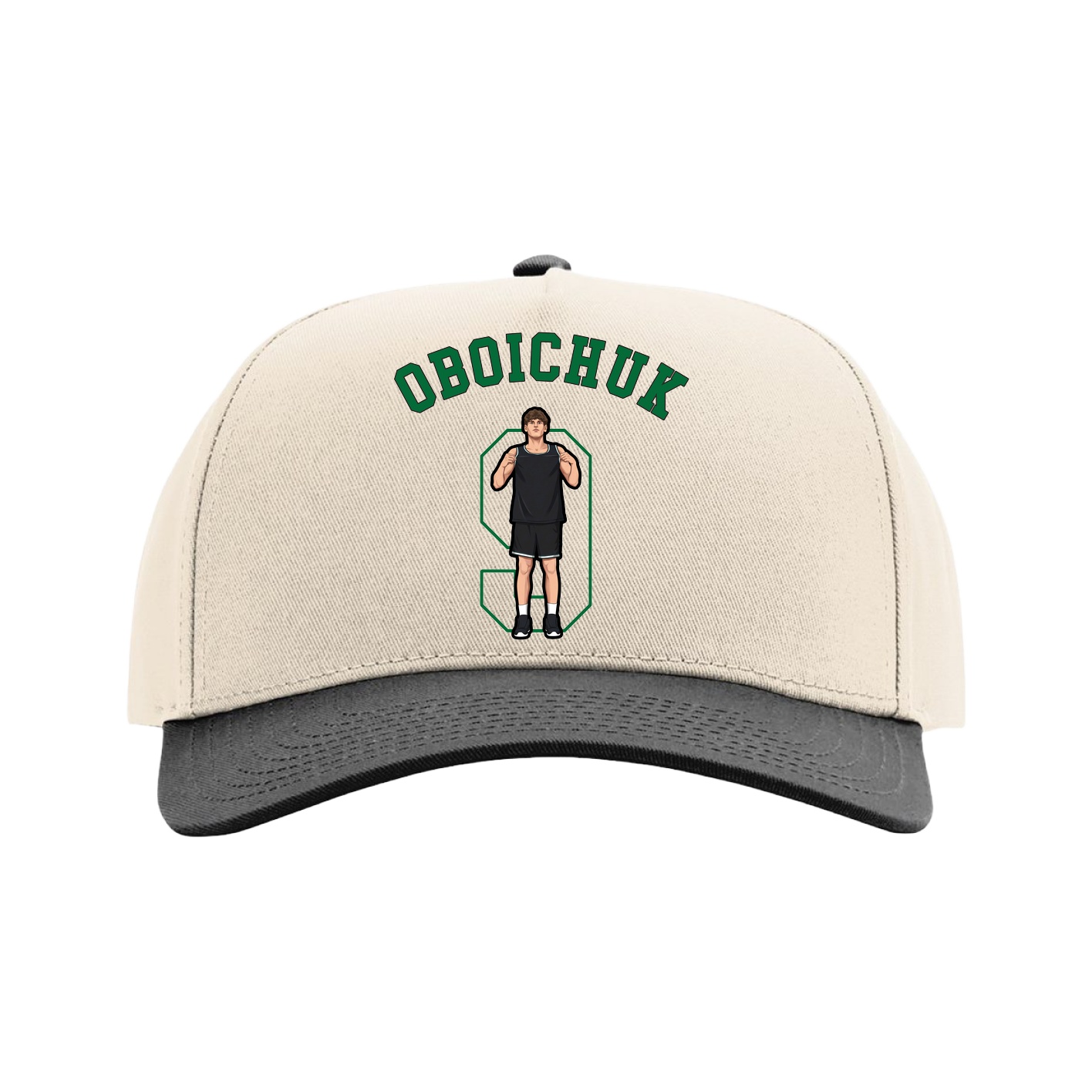 Full Fabric Five-Panel Champ Cap — Shirsey Arch in Cream/Black