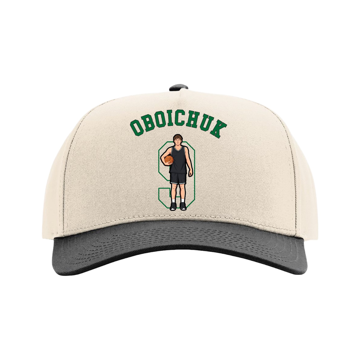 Full Fabric Five-Panel Champ Cap — Shirsey Arch in Cream/Black
