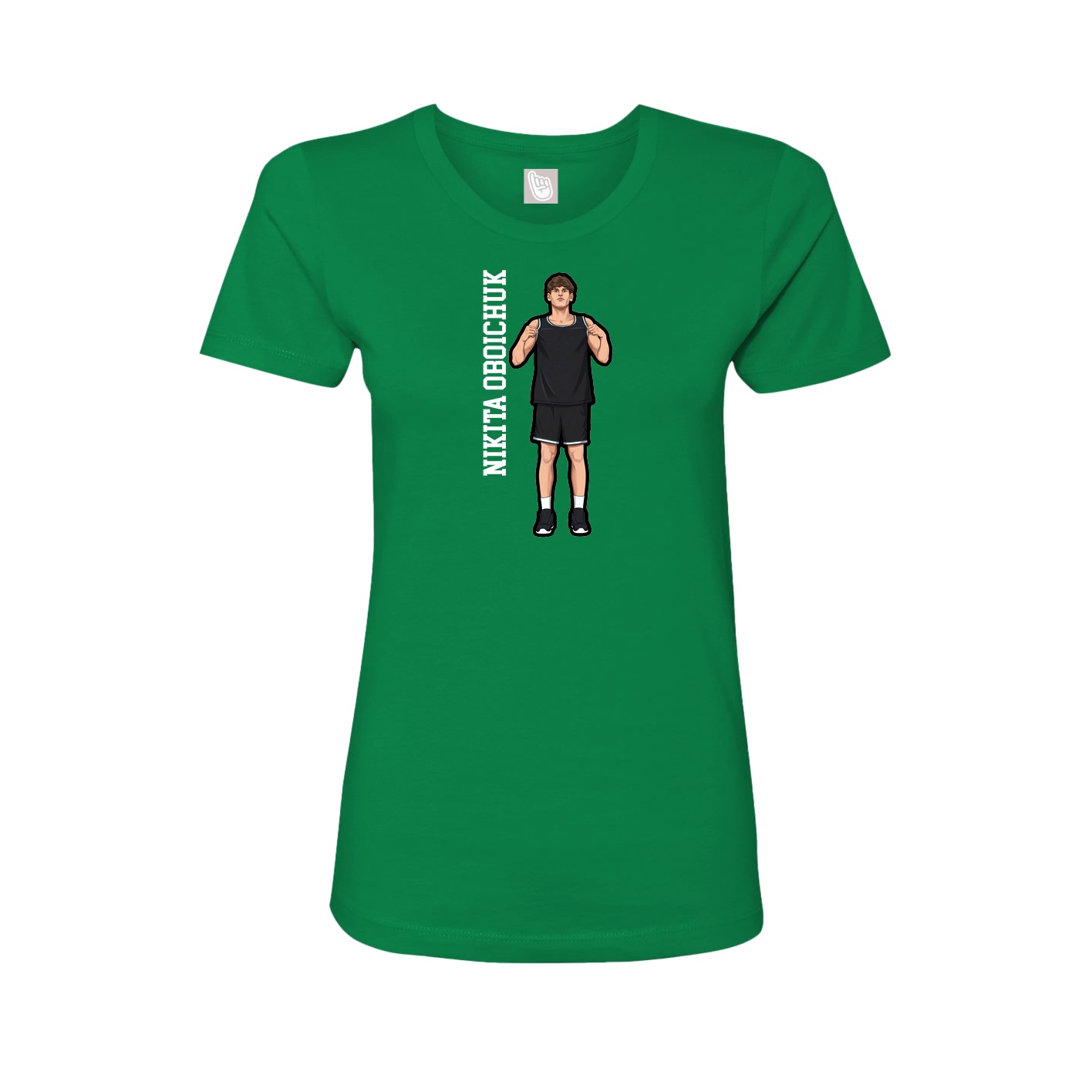 Fitted Women's Tee — Name Vertical in Green