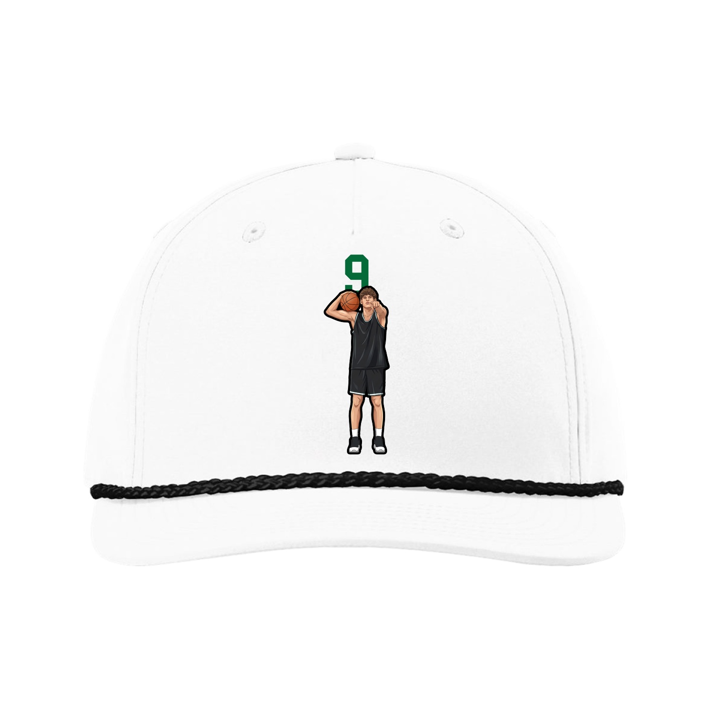 Five-Panel Classic Rope Cap — Number Top in White