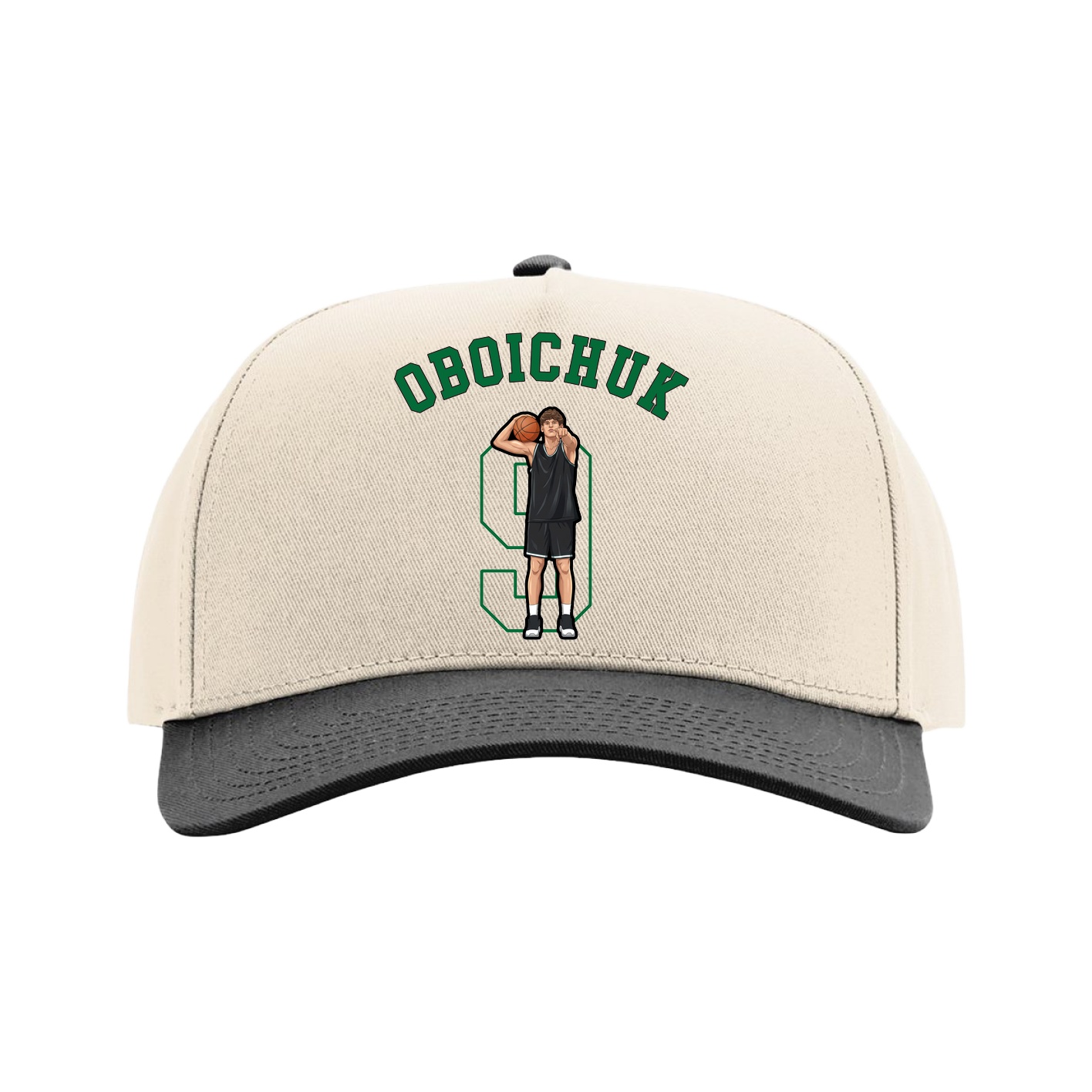 Full Fabric Five-Panel Champ Cap — Shirsey Arch in Cream/Black