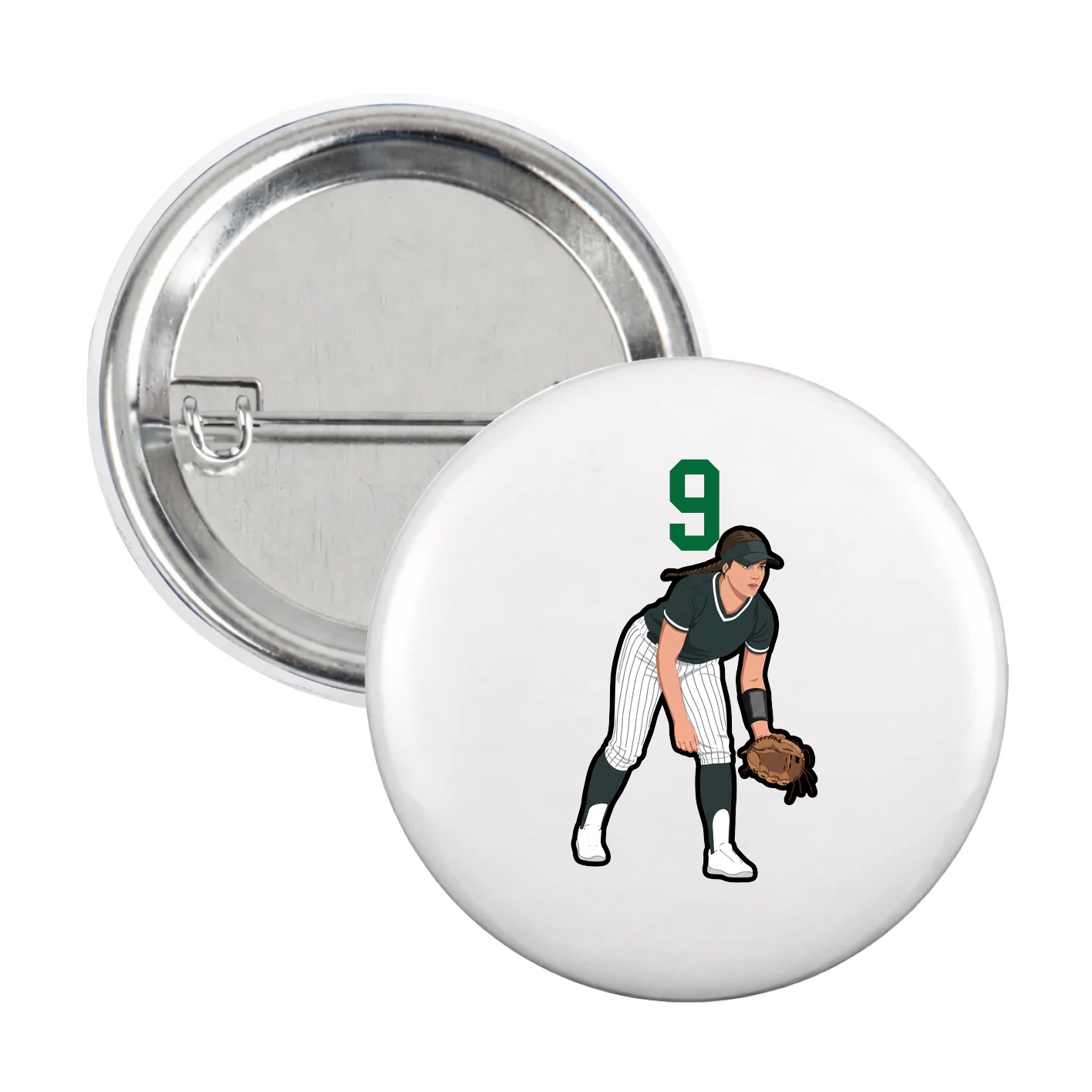 Game Day Button — Number Top in White