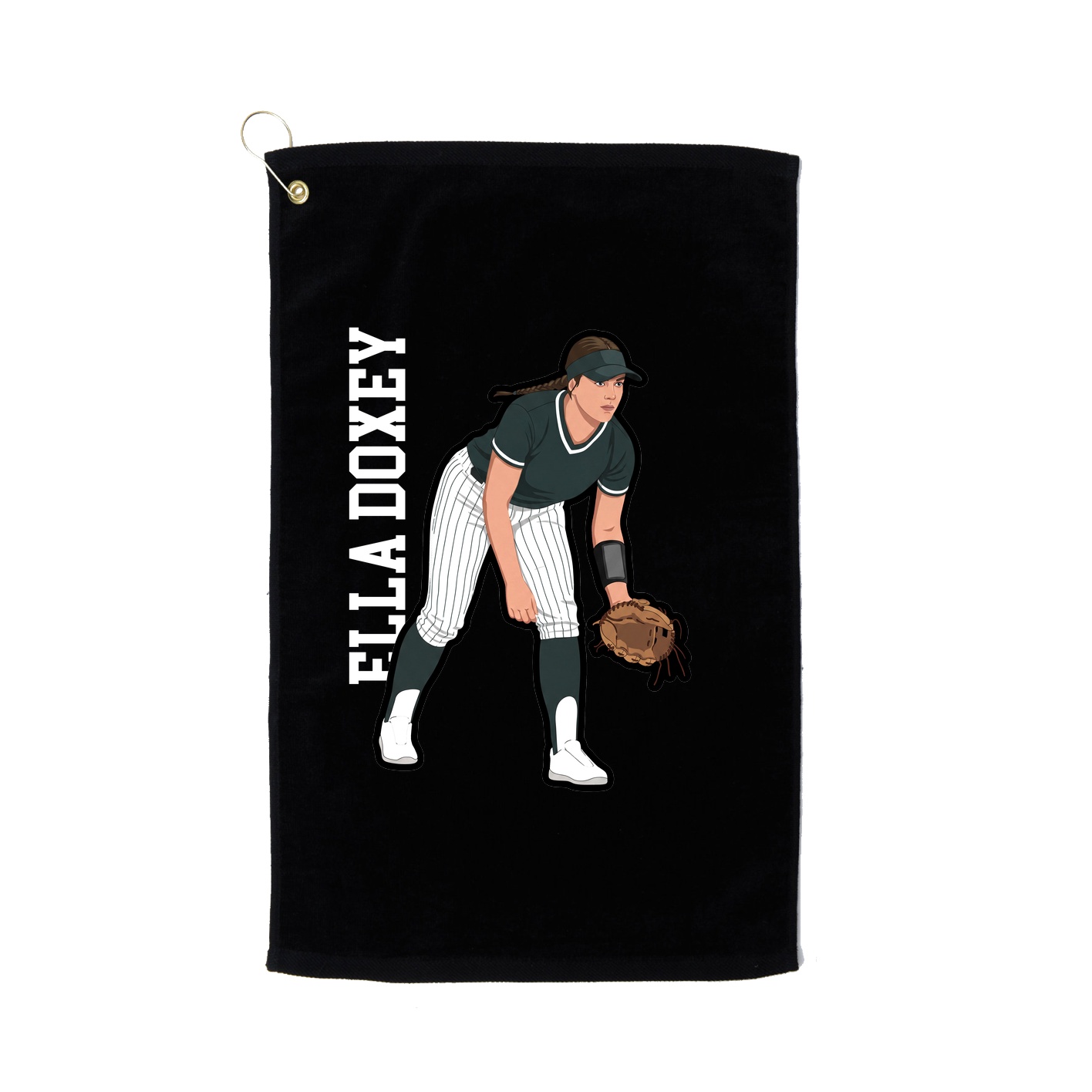 Golf Towel — Name Vertical in Black