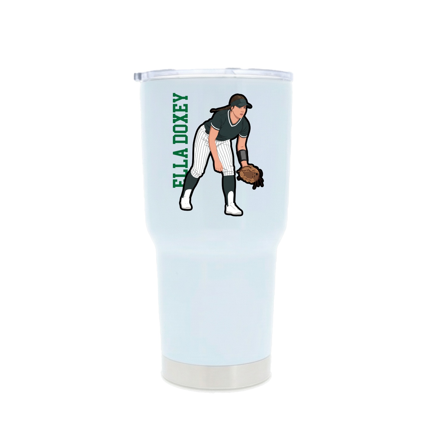 30oz Stainless Steel Tumbler — Name Vertical in White