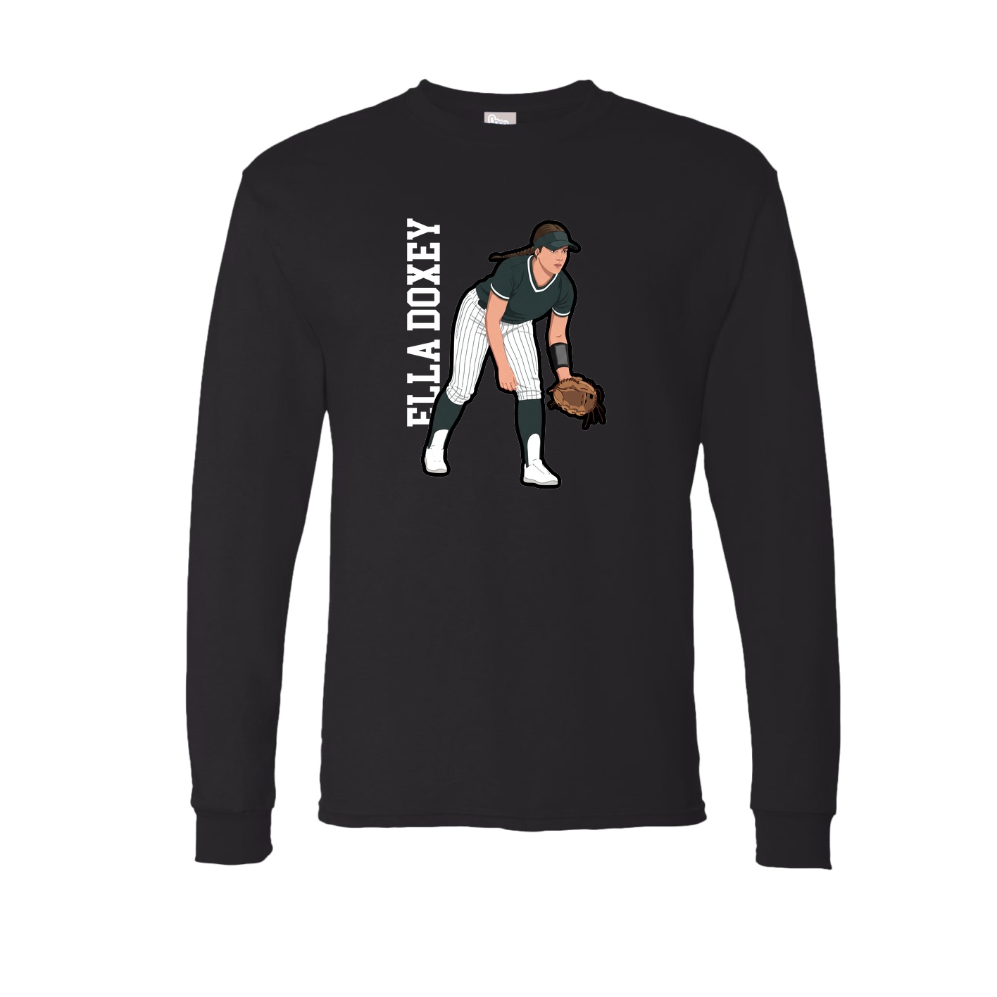 Long Sleeve Tee — Name Vertical in Black