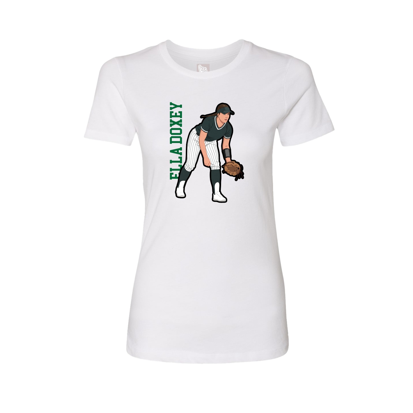 Womens Tee — Name Vertical in White