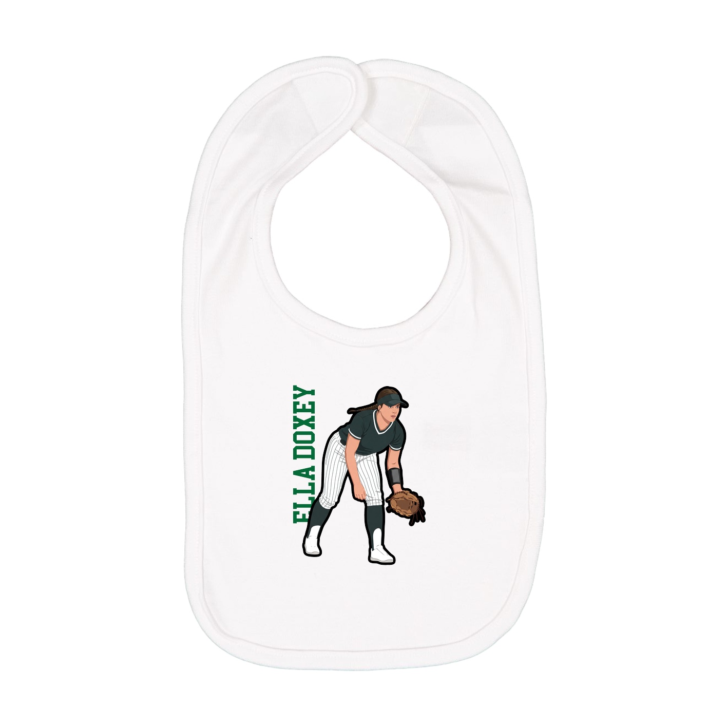 Infant Bib — Name Vertical in White