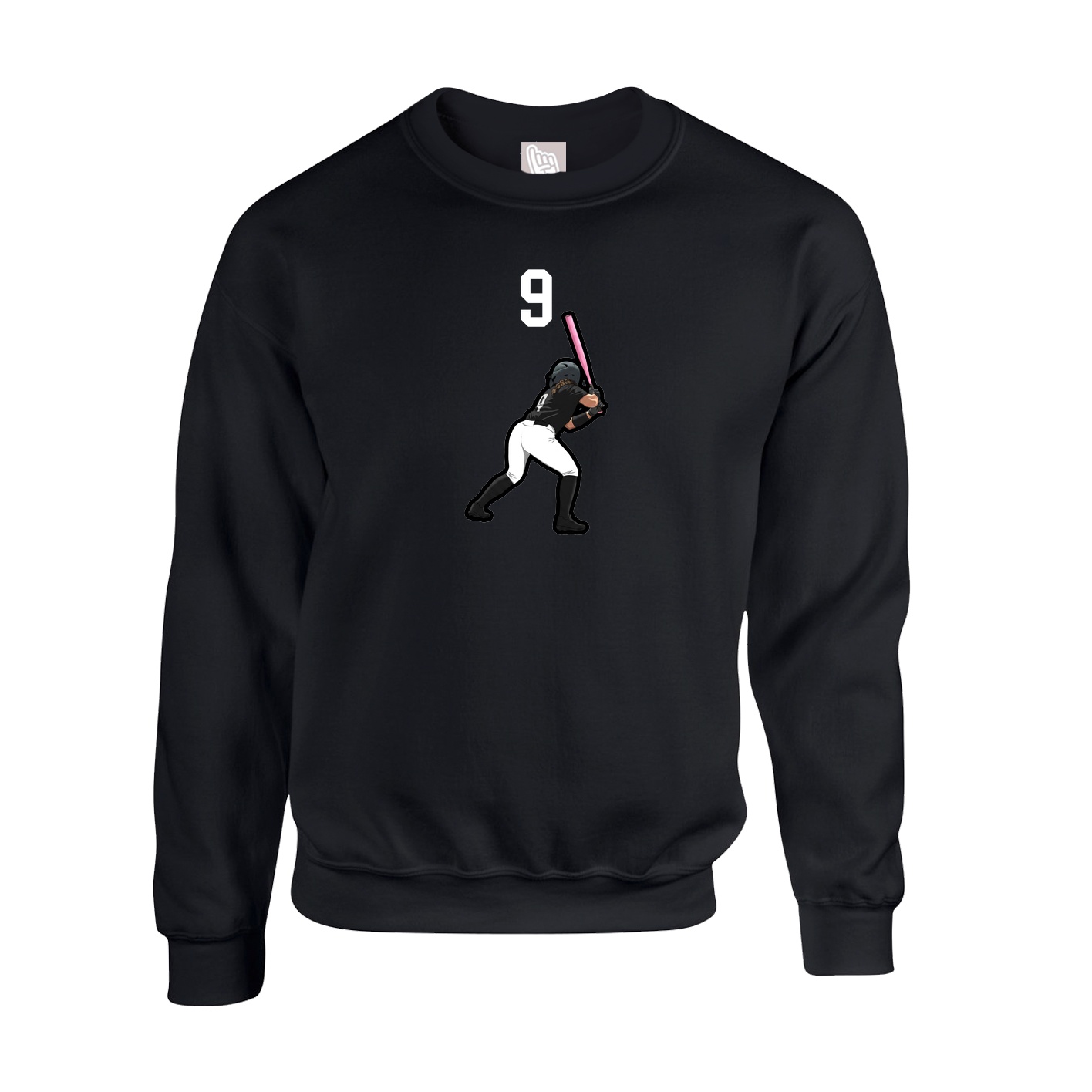 Fleece Crew — Number Top in Black