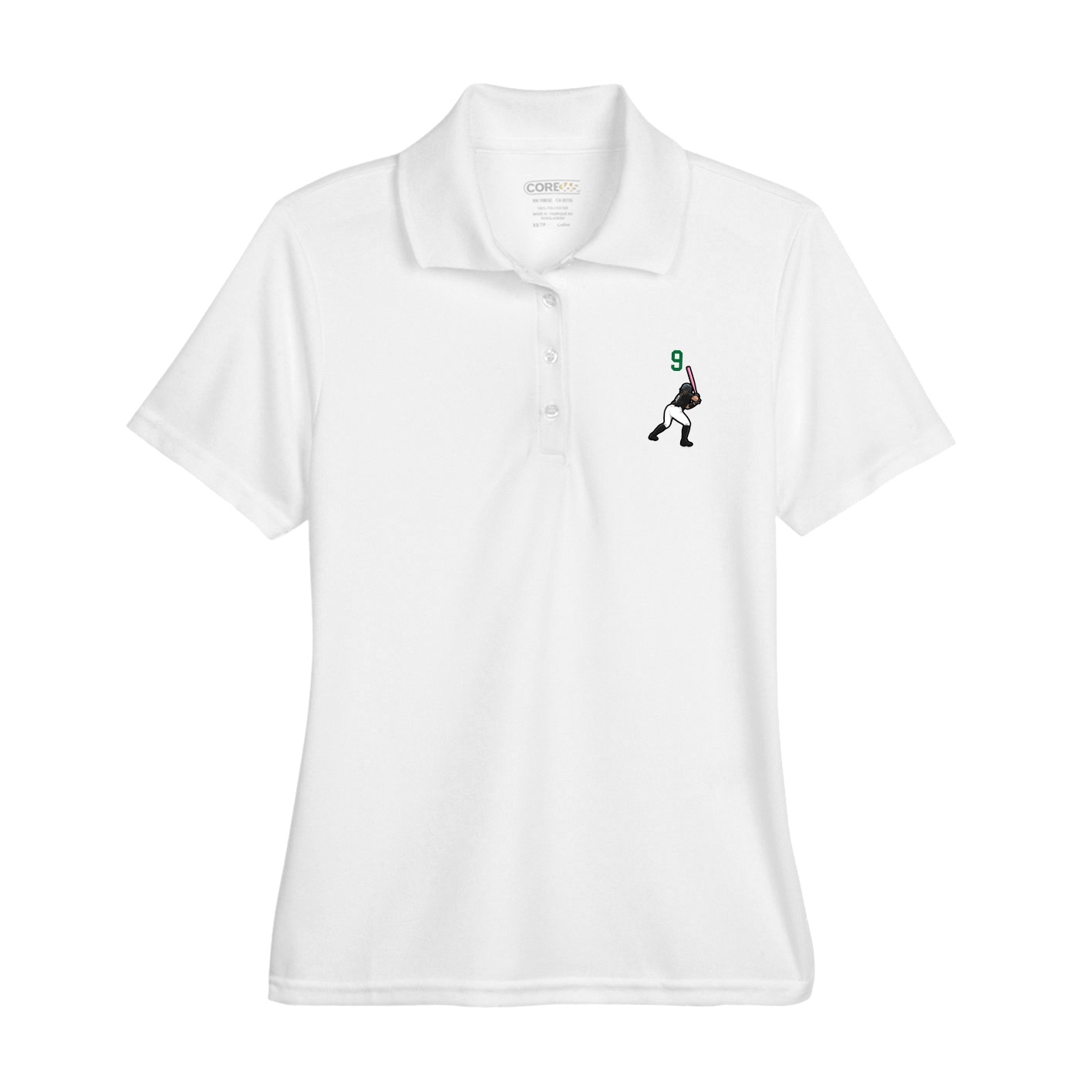 Womens Performance Polo — Number Top in White