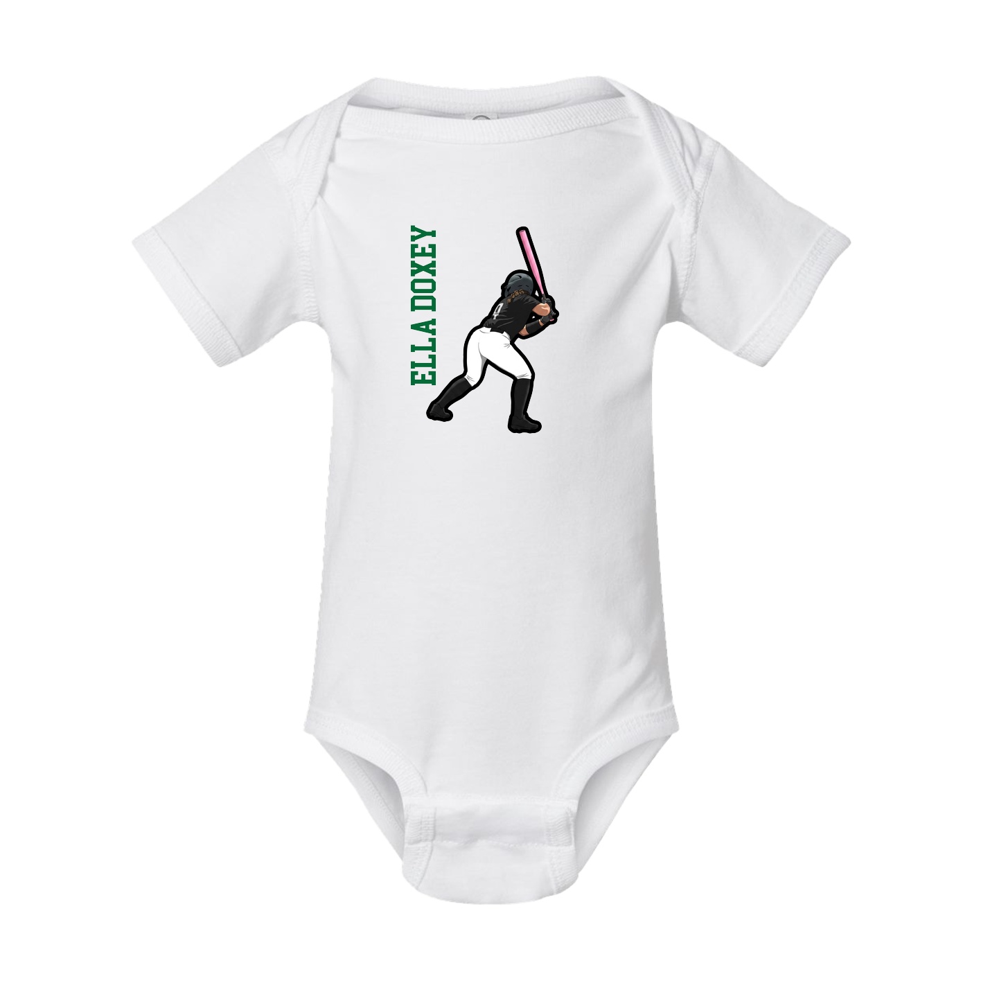 Baby Onesie — Name Vertical in White