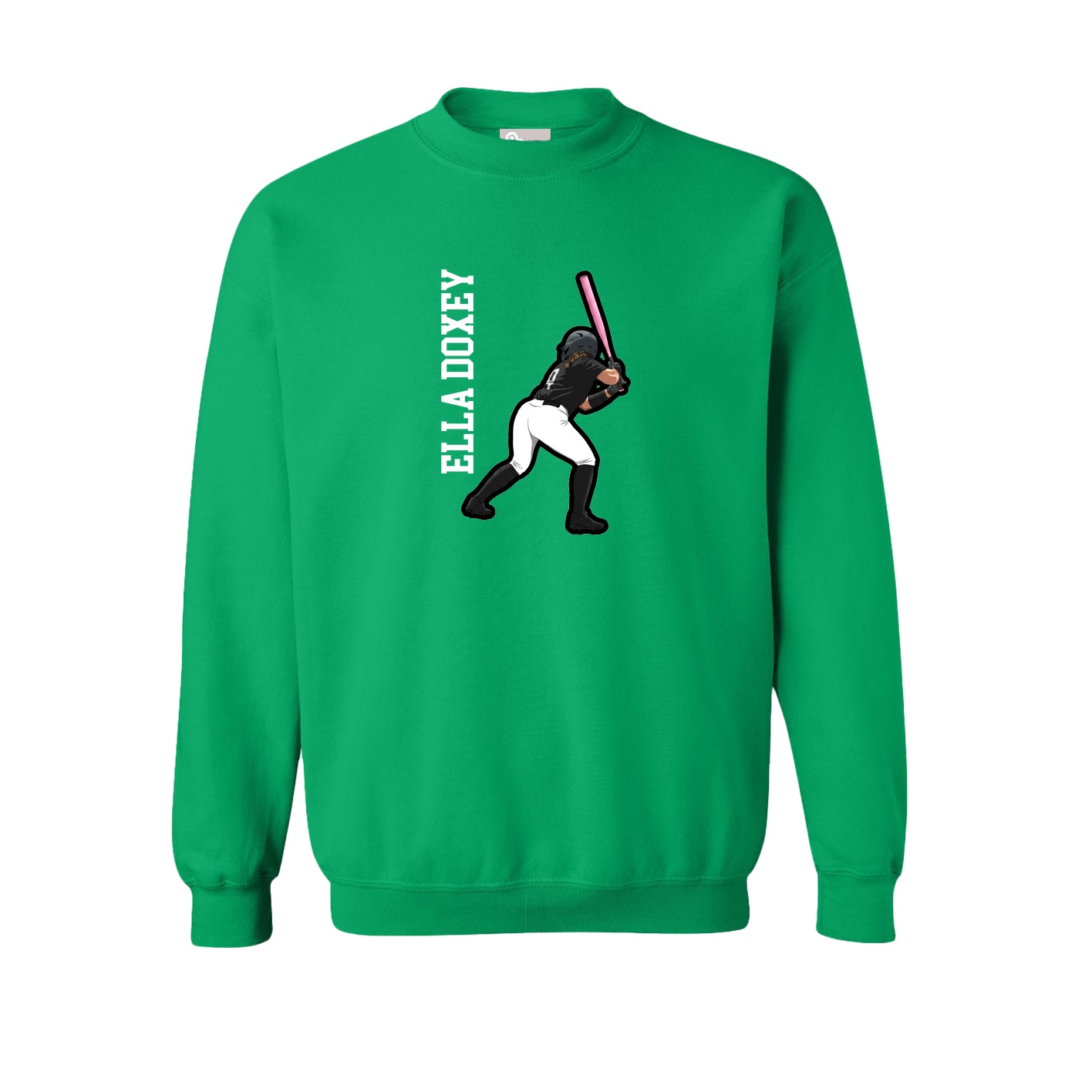 Fleece Crew — Name Vertical in Green