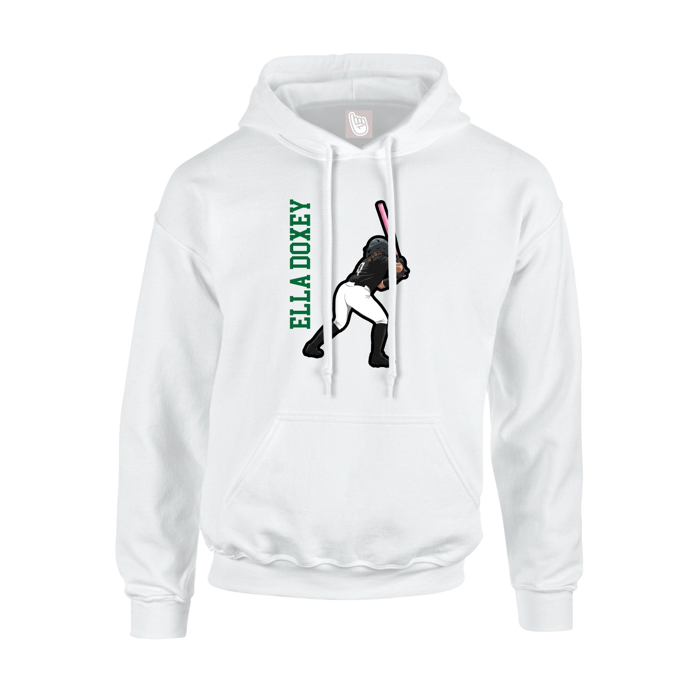 Youth Hoodie — Name Vertical in White