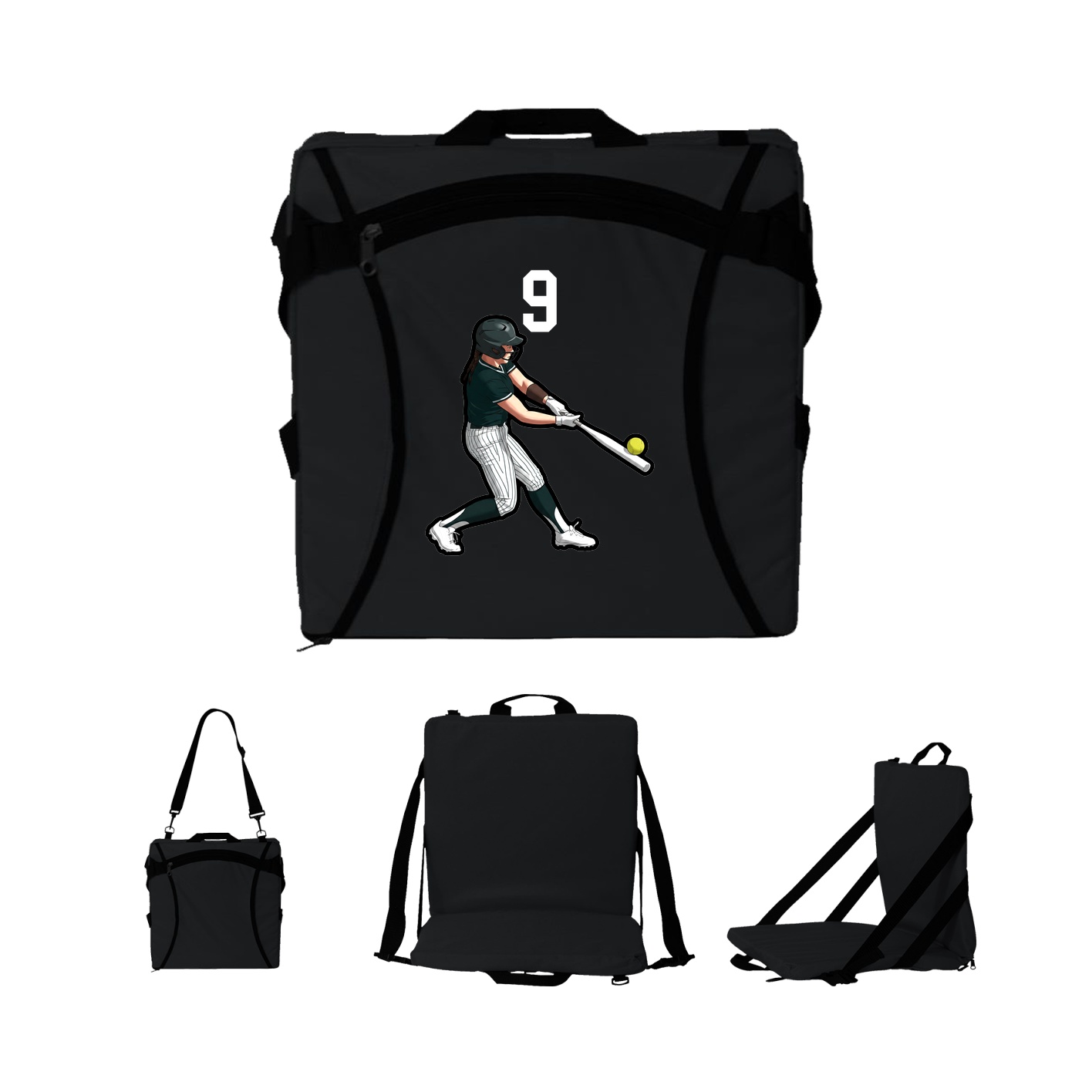 Folding Stadium Seat — Number Top in Black