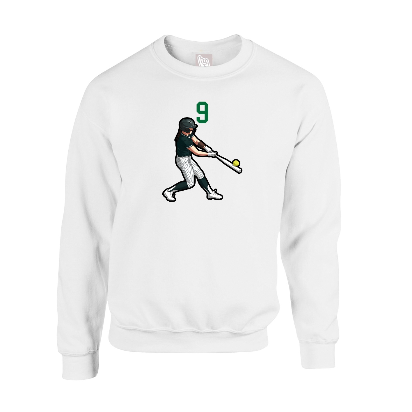 Fleece Crew — Number Top in White