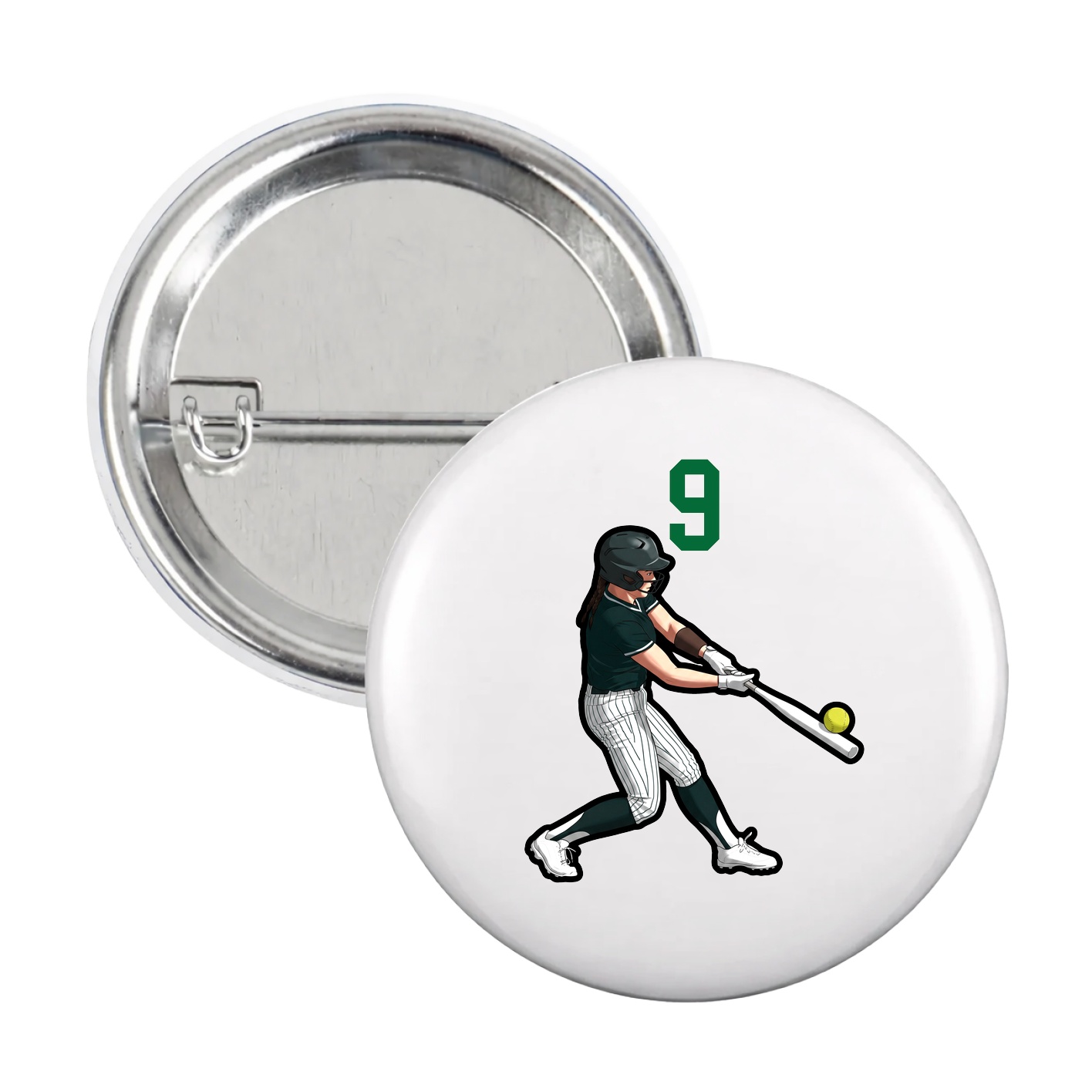 Game Day Button — Number Top in White