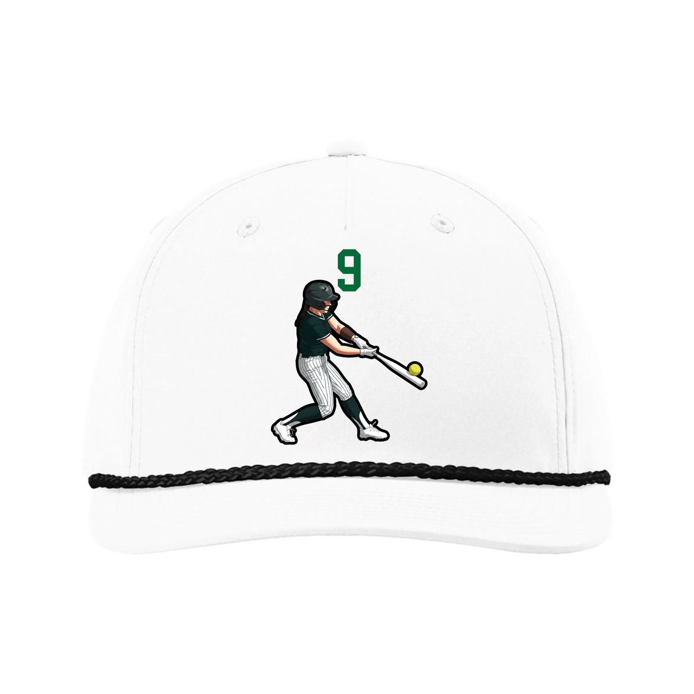 Five-Panel Classic Rope Cap — Number Top in White