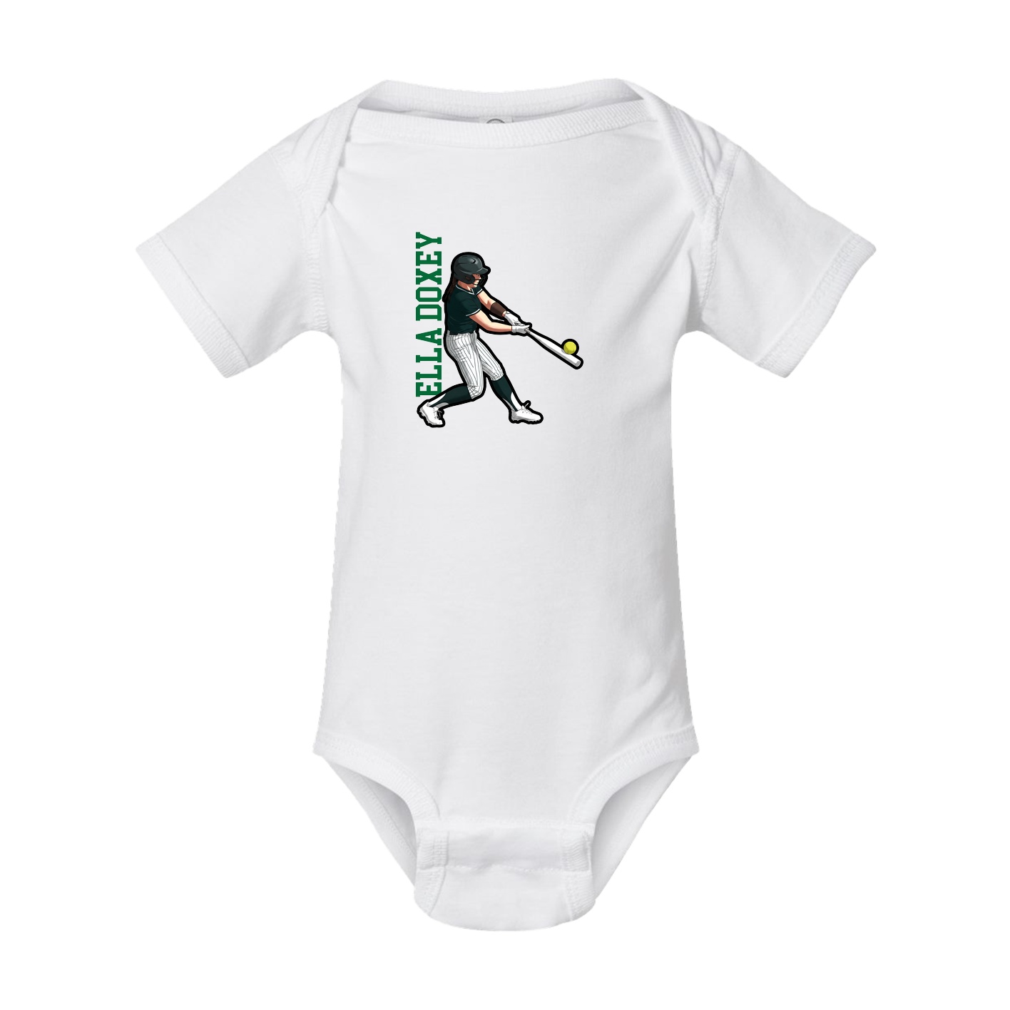 Baby Onesie — Name Vertical in White