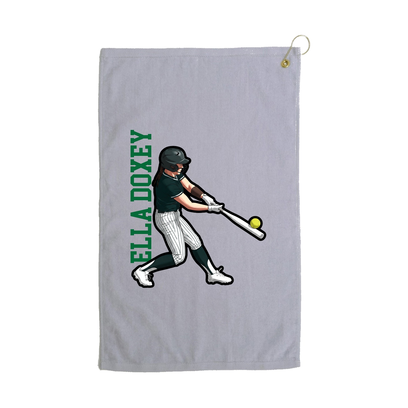 Golf Towel — Name Vertical in Grey
