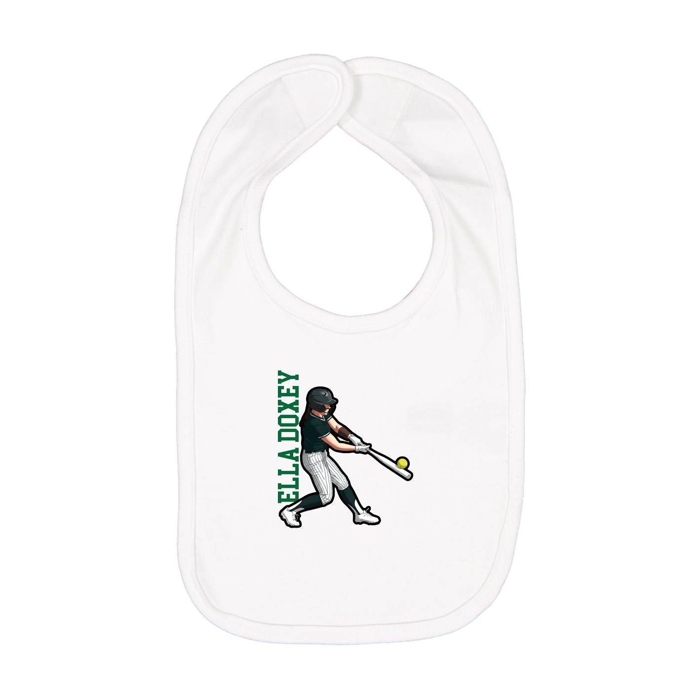 Infant Bib — Name Vertical in White