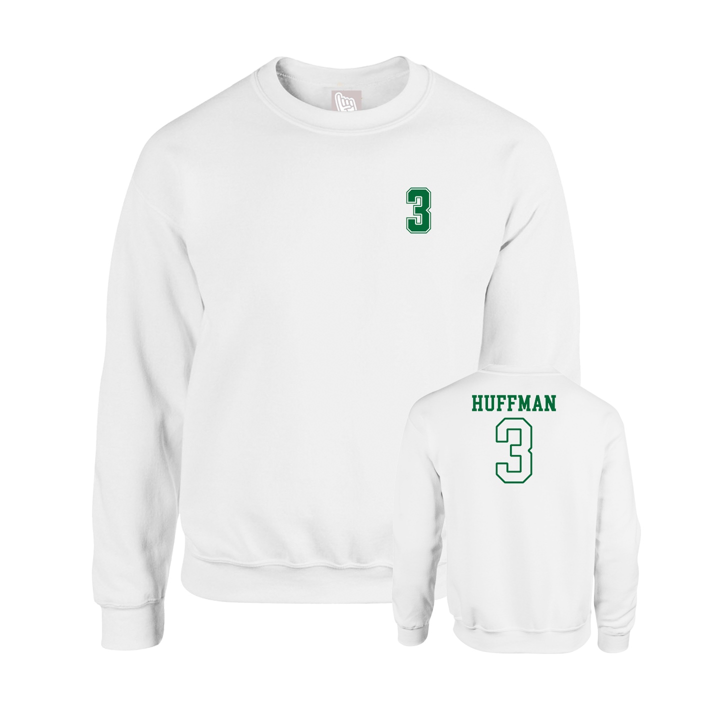 Fleece Crew — Chest Back in White
