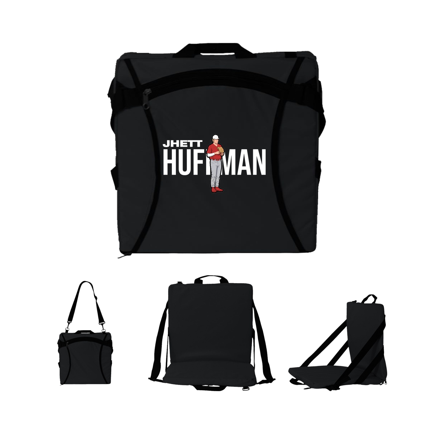 Folding Stadium Seat — Player Name in Black