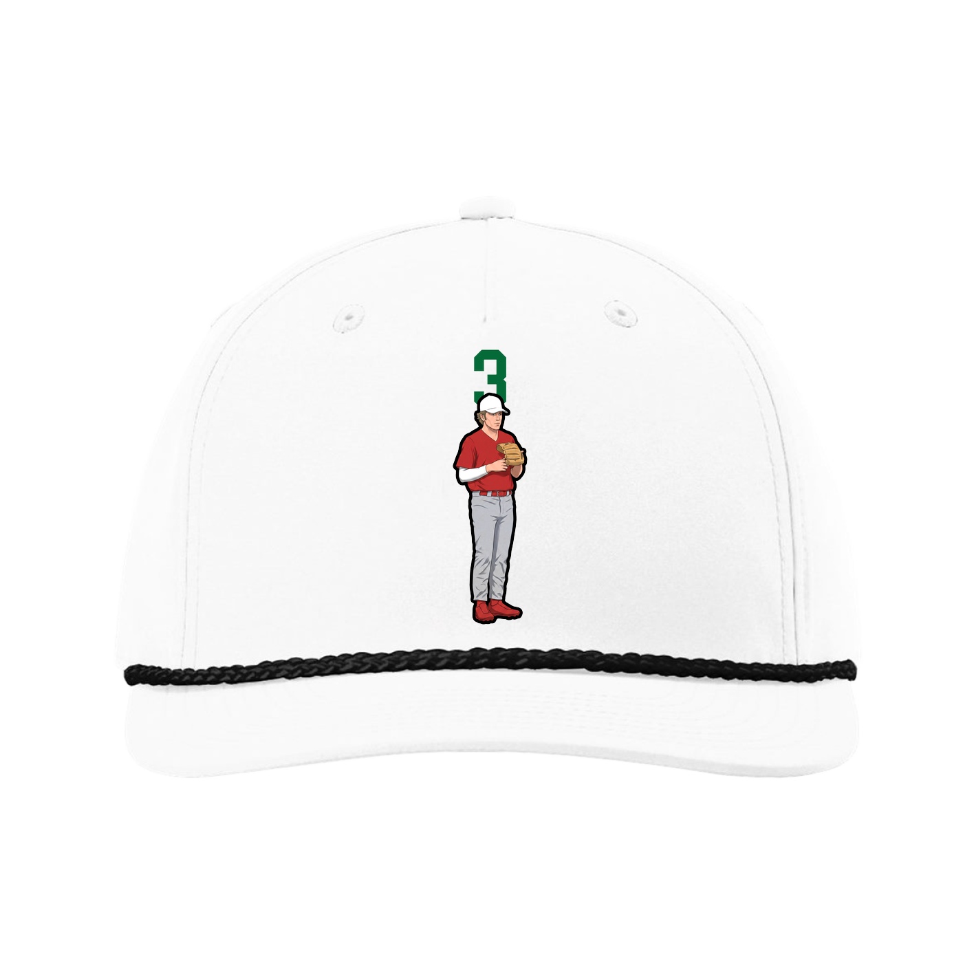 Five-Panel Classic Rope Cap — Number Top in White