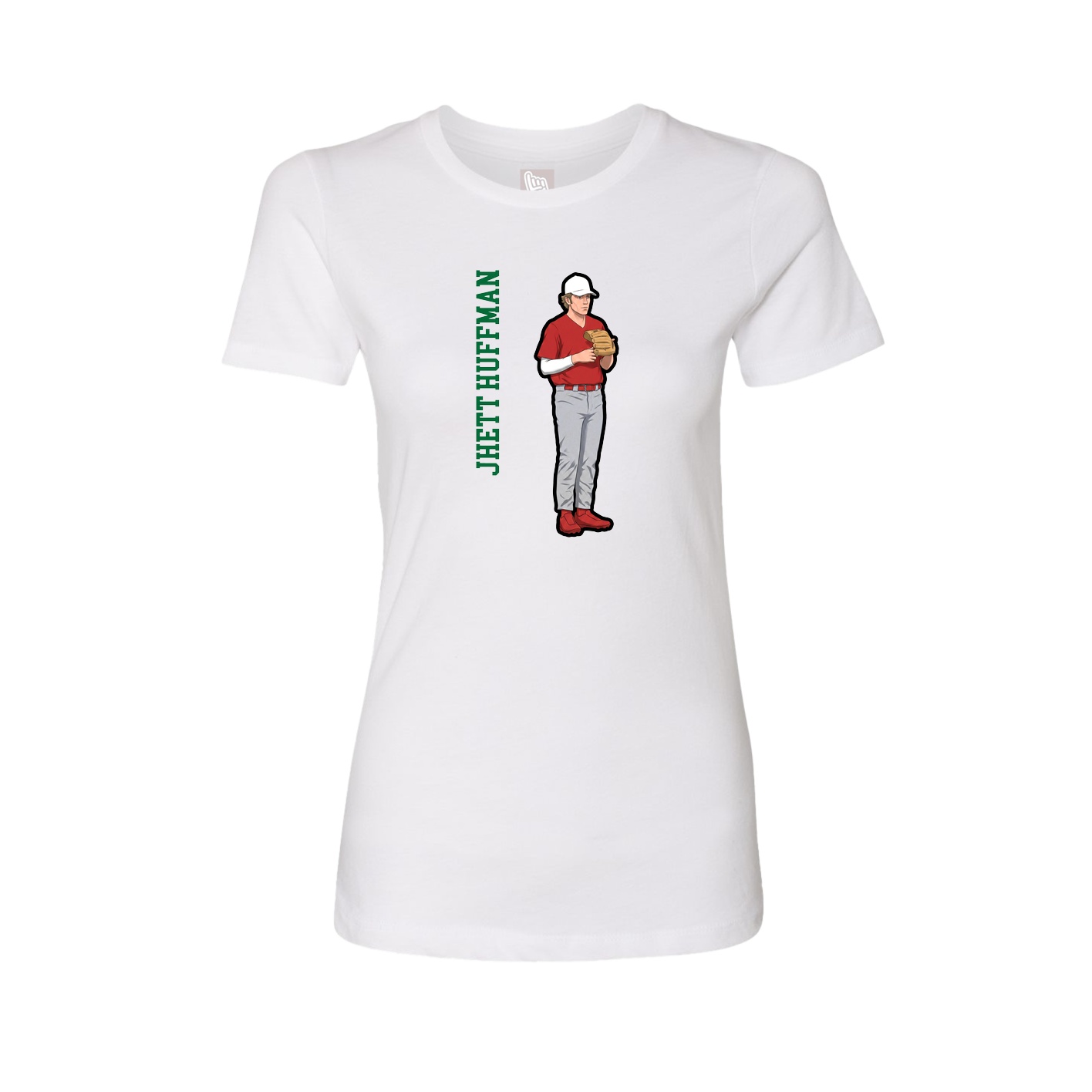 Fitted Women's Tee — Name Vertical in White