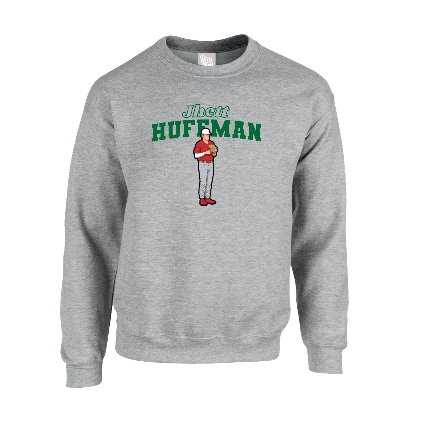 Fleece Crew — Name Arch in Grey