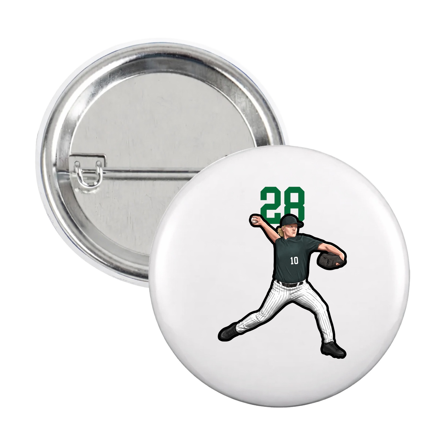 Game Day Button — Number Top in White