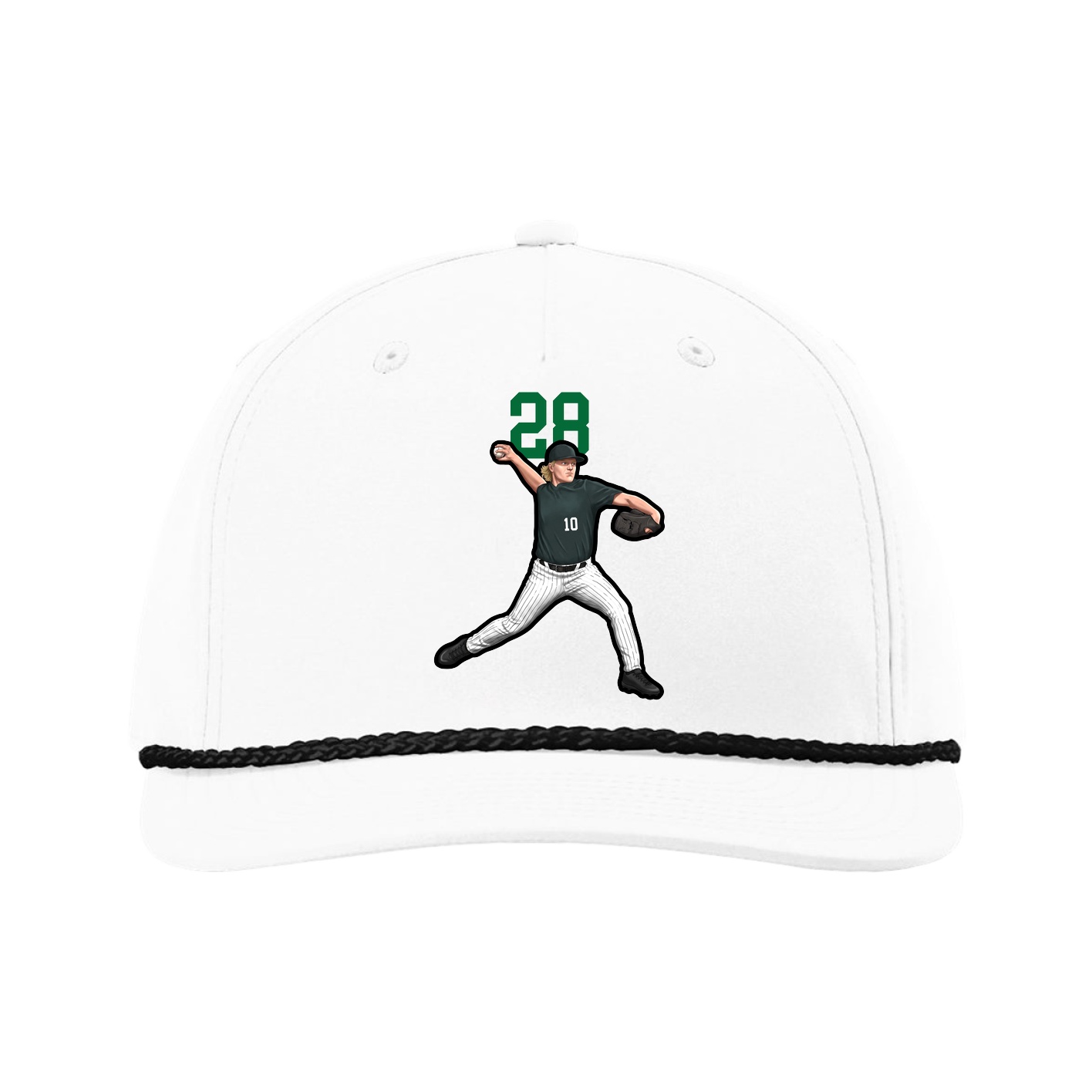 Five-Panel Classic Rope Cap — Number Top in White