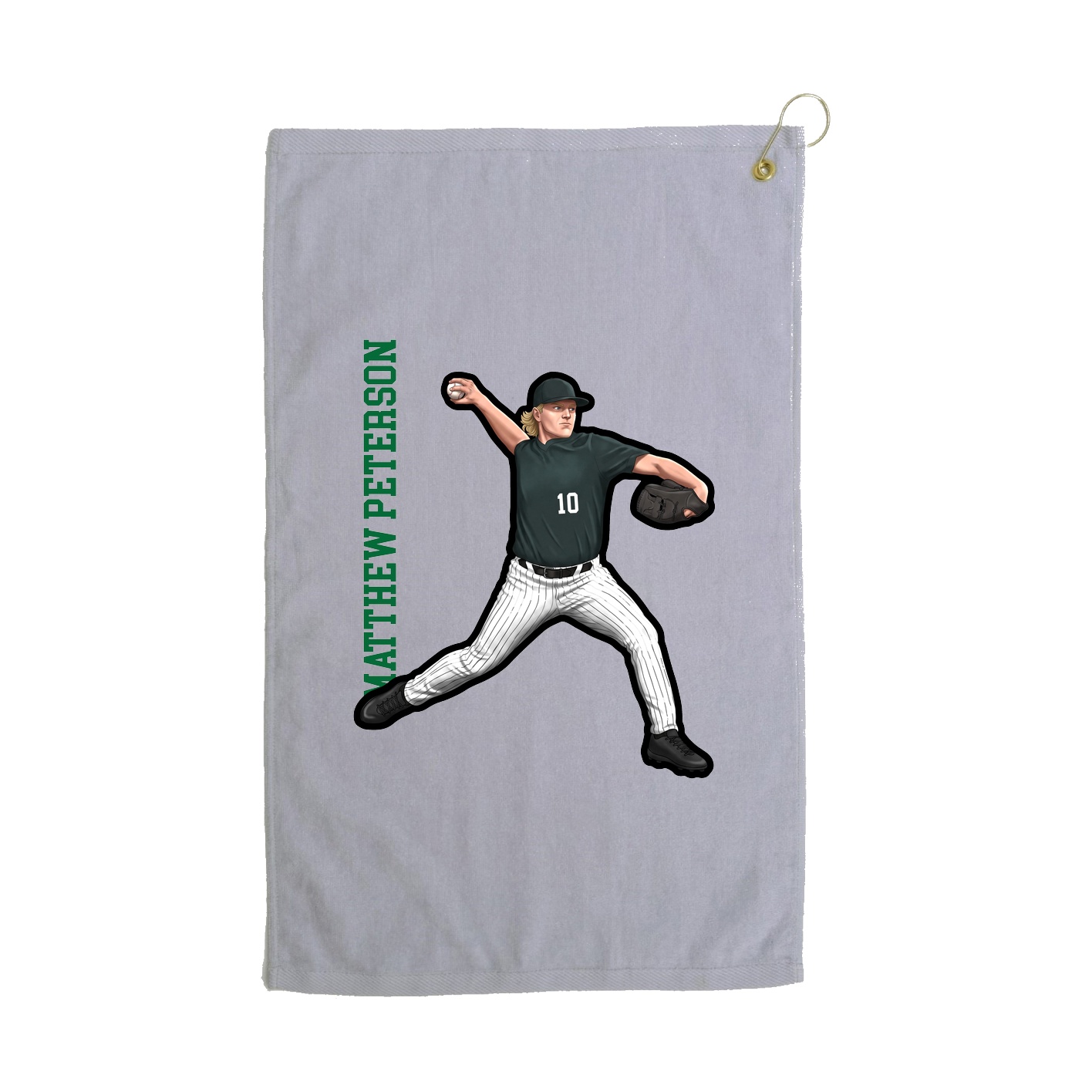 Golf Towel — Name Vertical in Grey