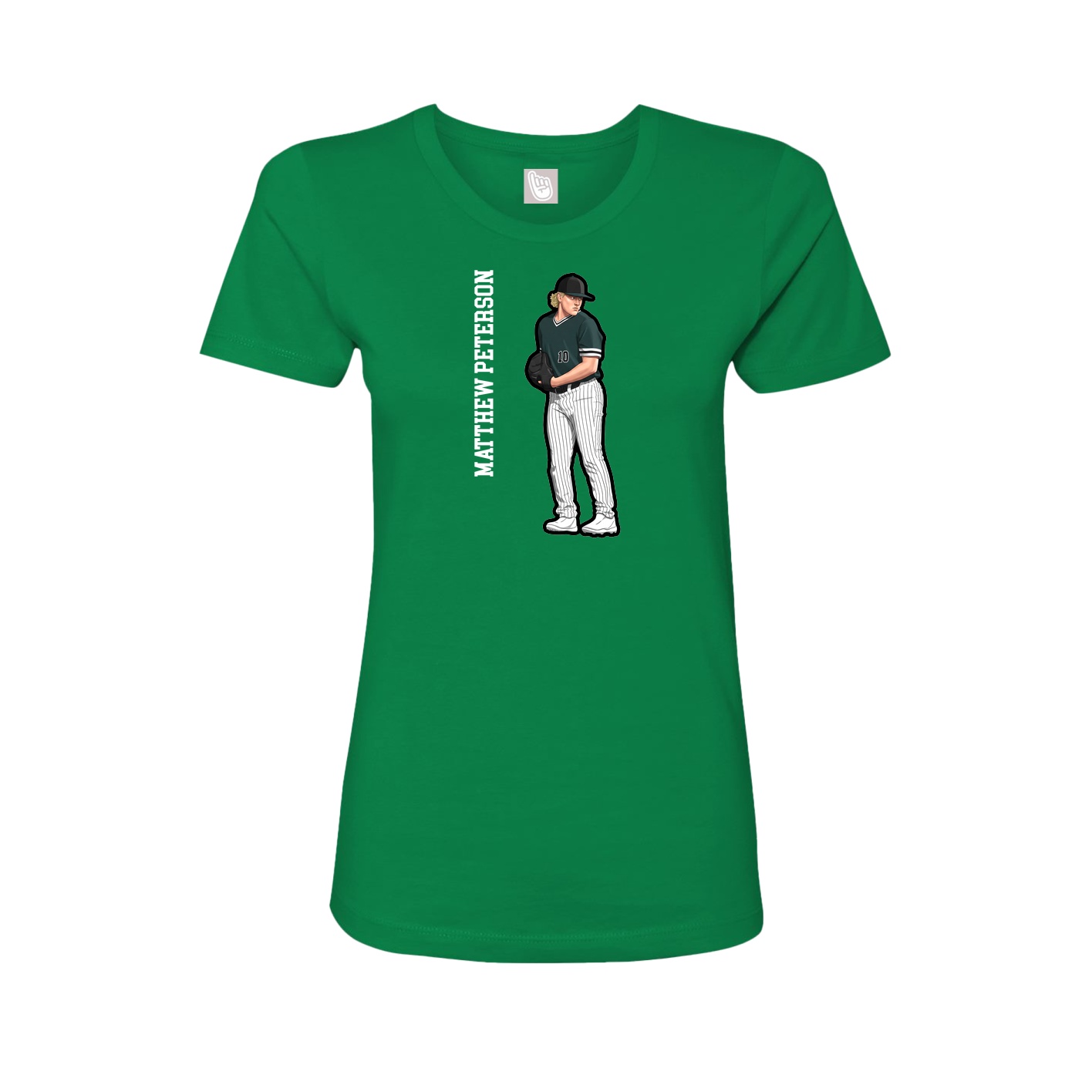 Fitted Women's Tee — Name Vertical in Green