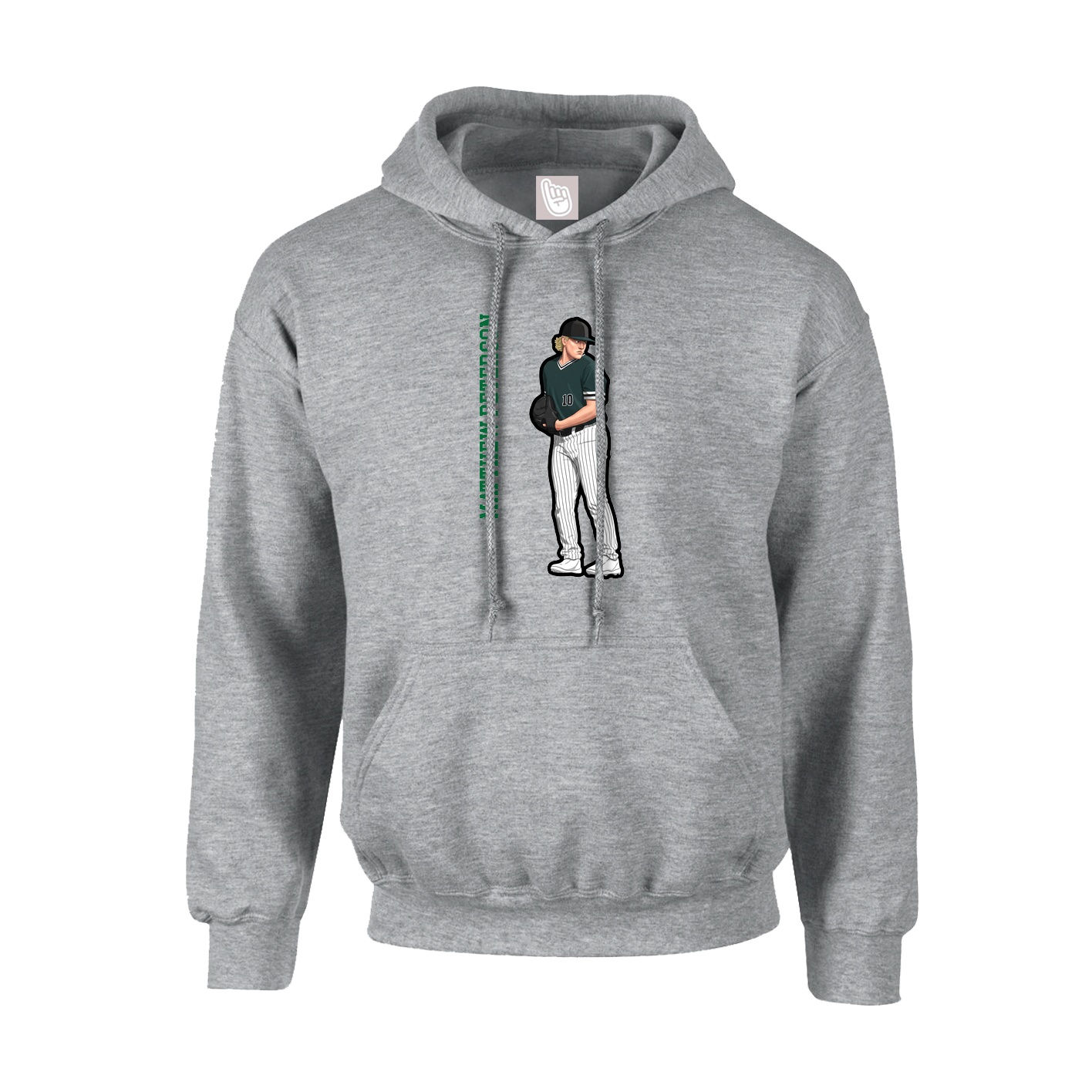 Hoodie — Name Vertical in Grey