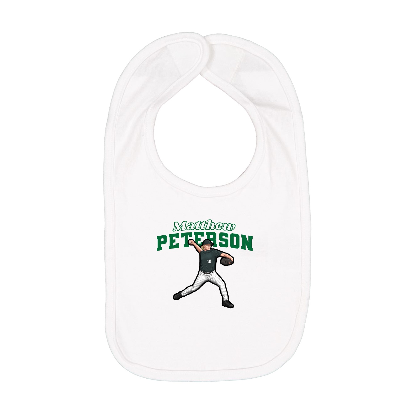 Infant Bib — Name Arch in White