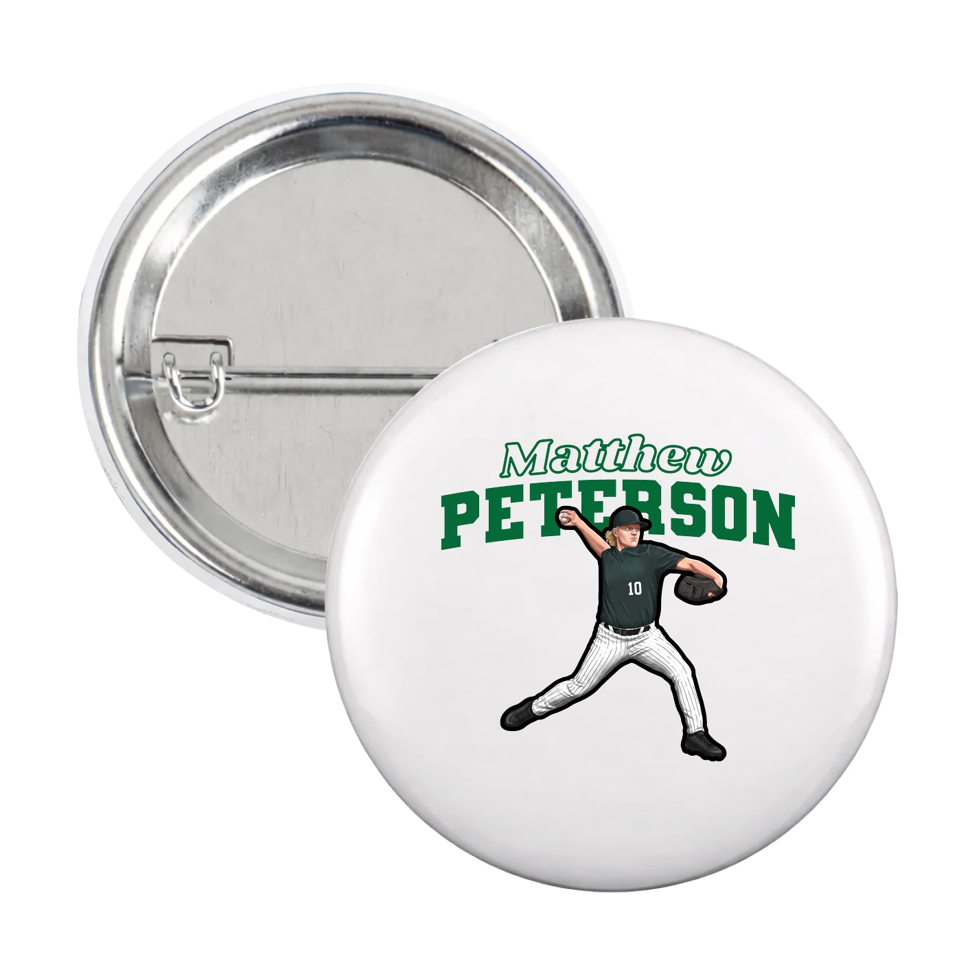 Game Day Button — Name Arch in White