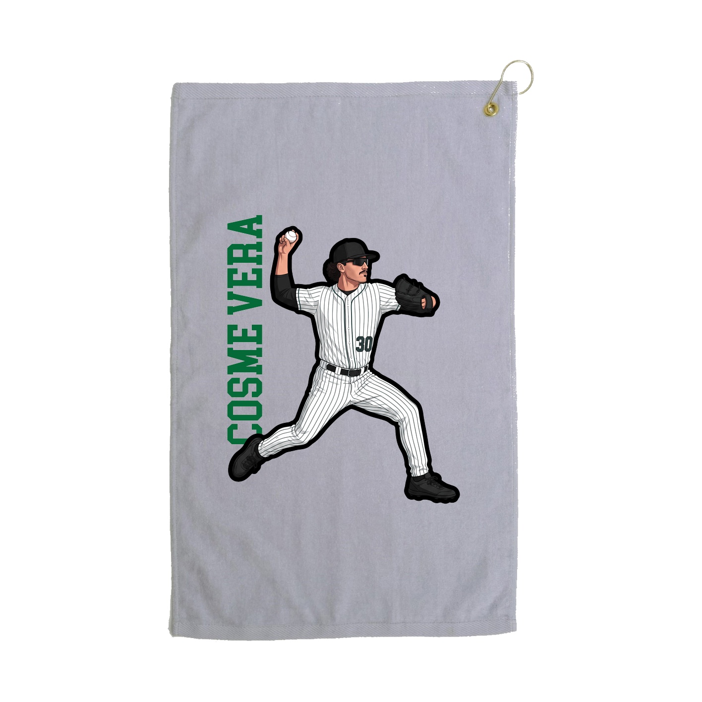 Golf Towel — Name Vertical in Grey