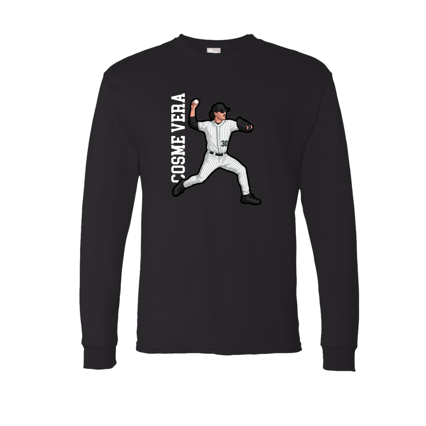 Long Sleeve Tee — Name Vertical in Black