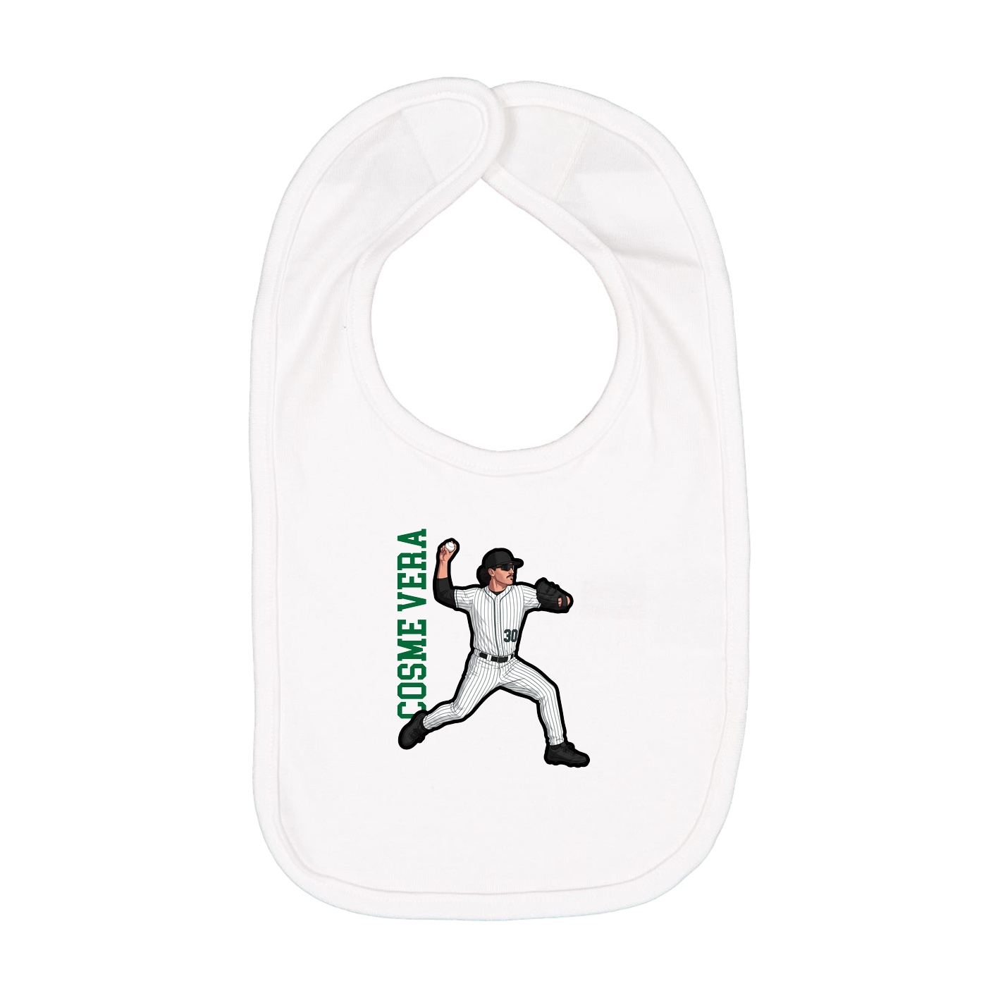 Infant Bib — Name Vertical in White