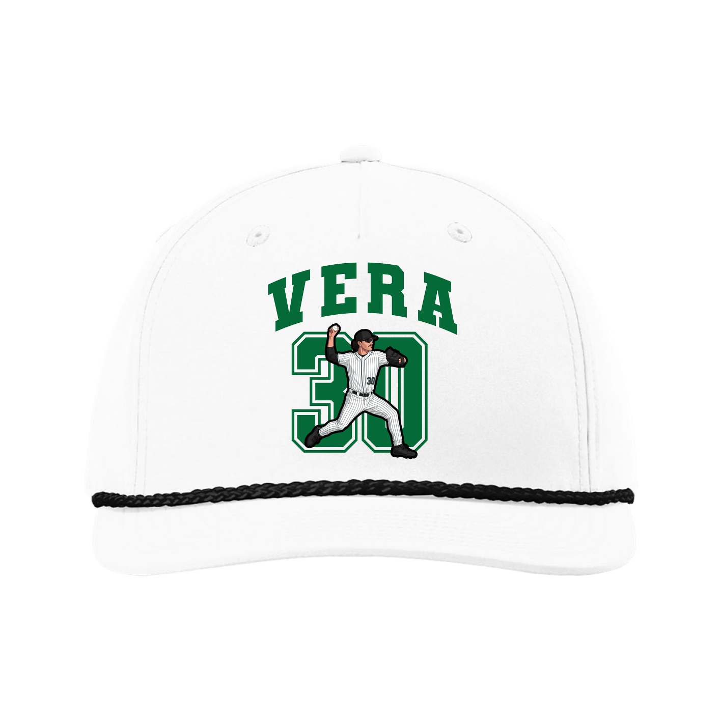 Five-Panel Classic Rope Cap — Number in White
