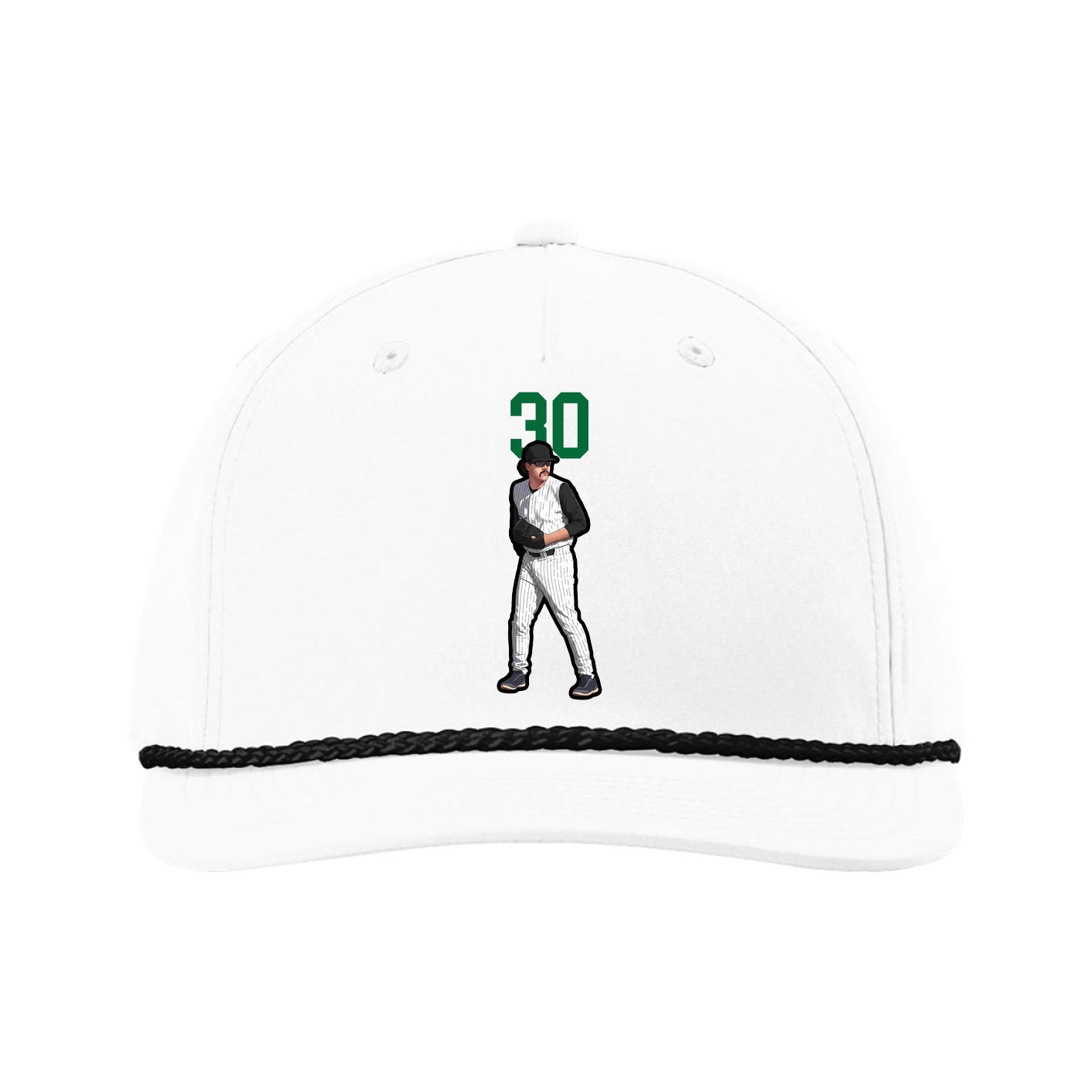 Five-Panel Classic Rope Cap — Number Top in White